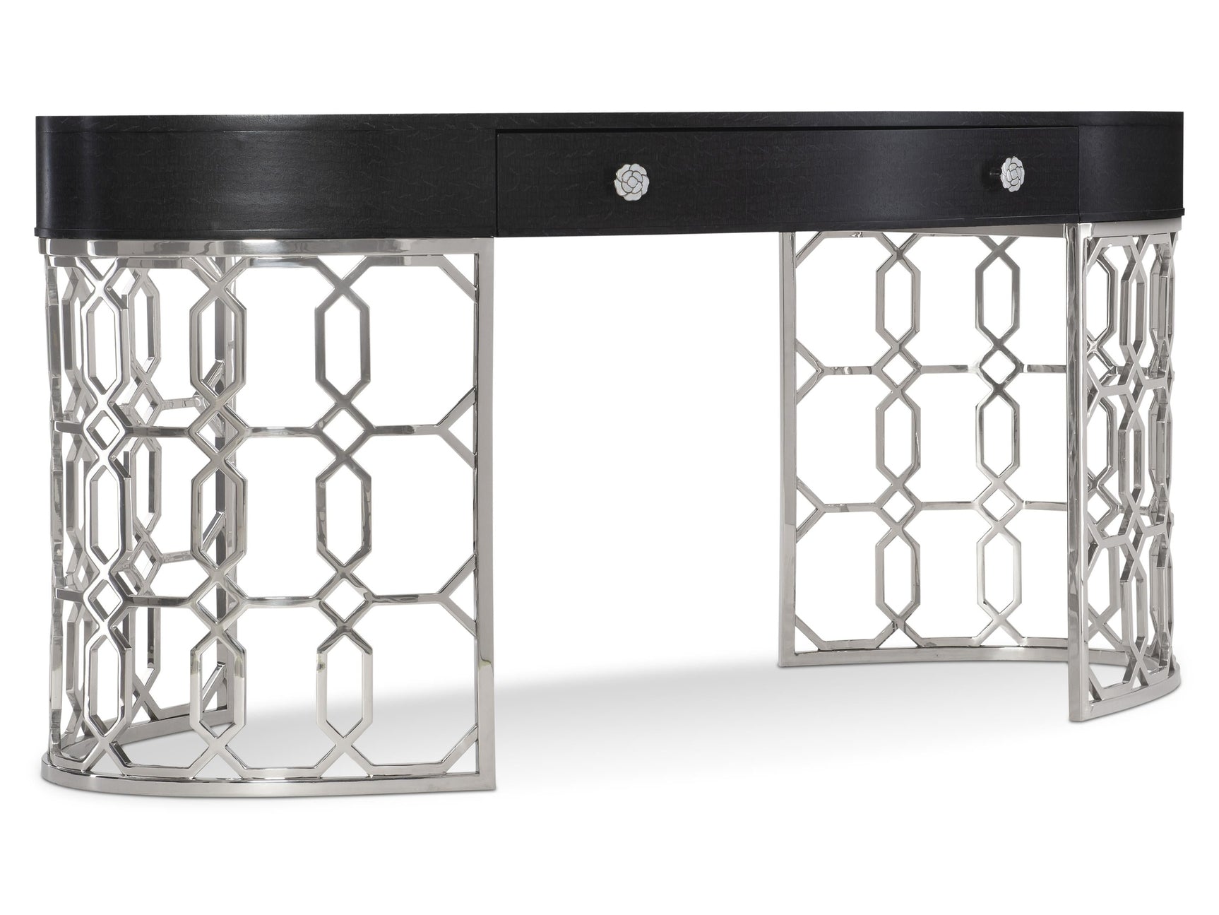 Silhouette Figured Onyx/Polished Stainless Steel Desk - Ornate Home
