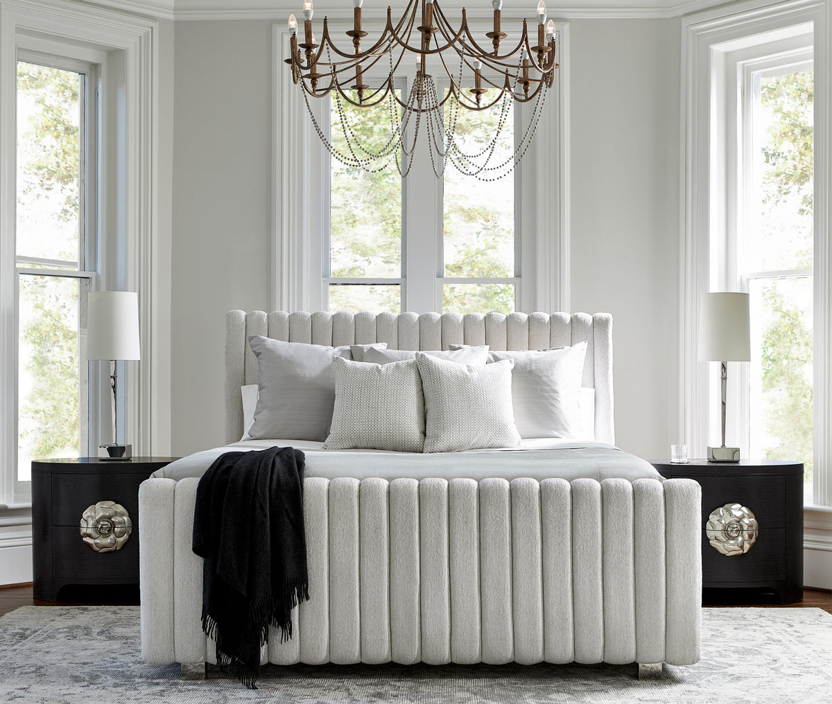 Silhouette Linen King Panel Bed - Ornate Home