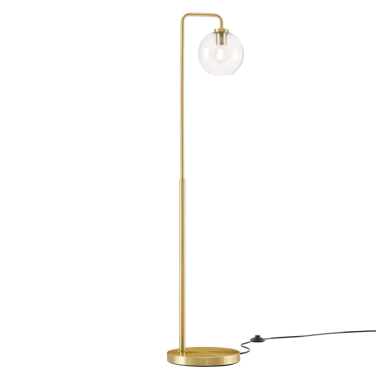 Silo Satin Brass Glass Globe Glass and Metal Floor Lamp - Ornate Home
