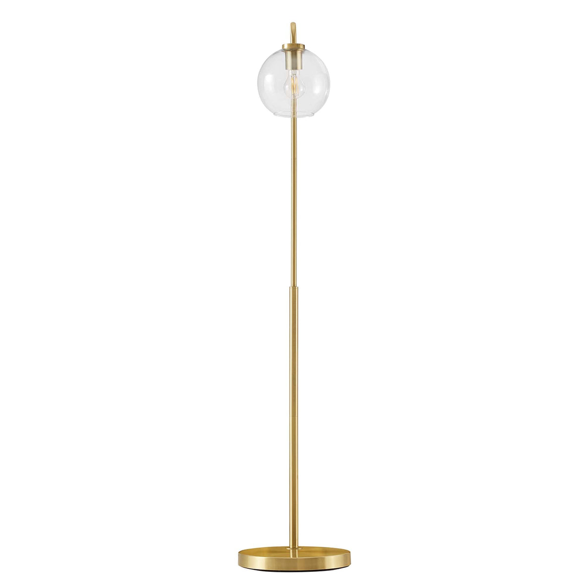 Silo Satin Brass Glass Globe Glass and Metal Floor Lamp - Ornate Home