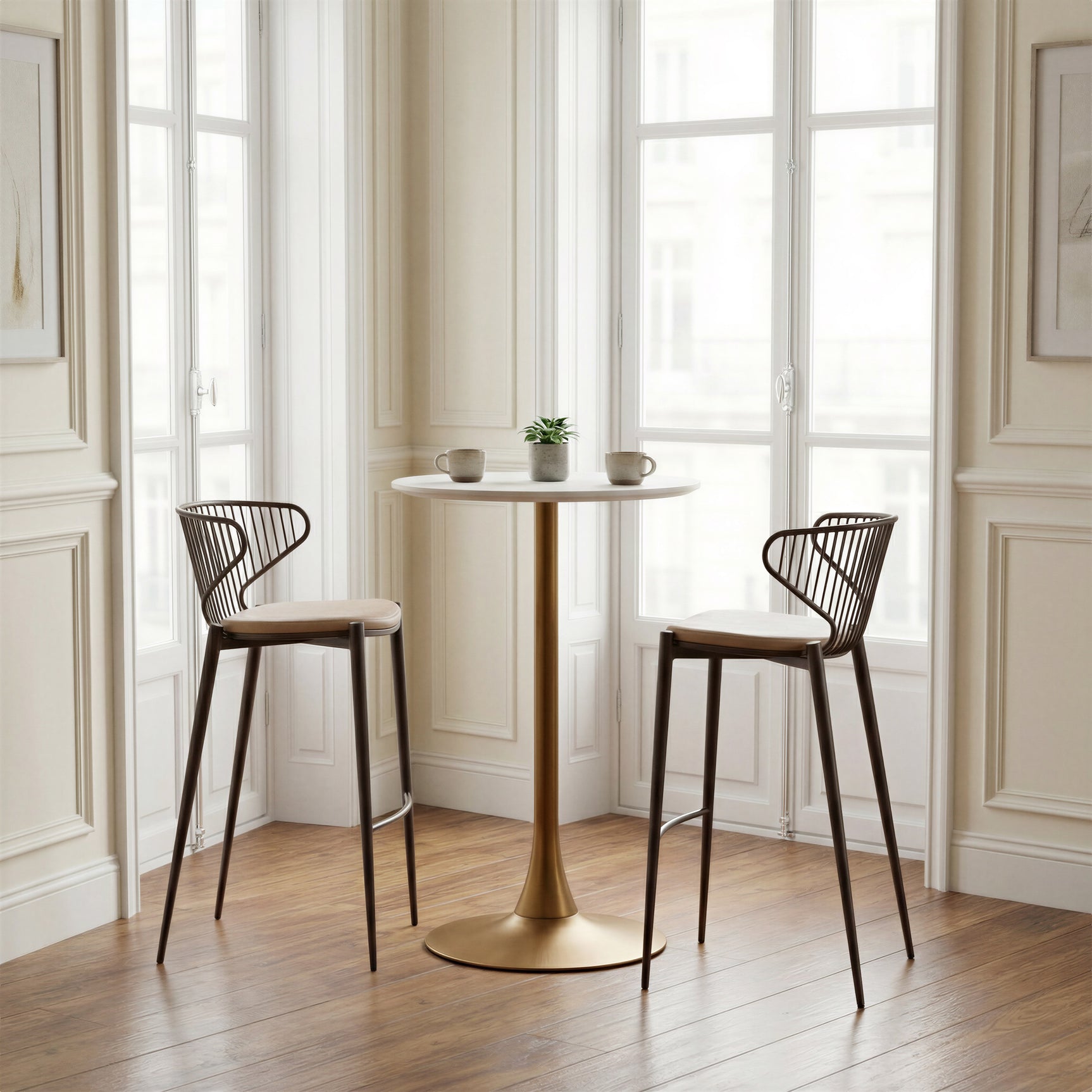 Silues Taupe & Brown Barstool (Set of 2) - Ornate Home