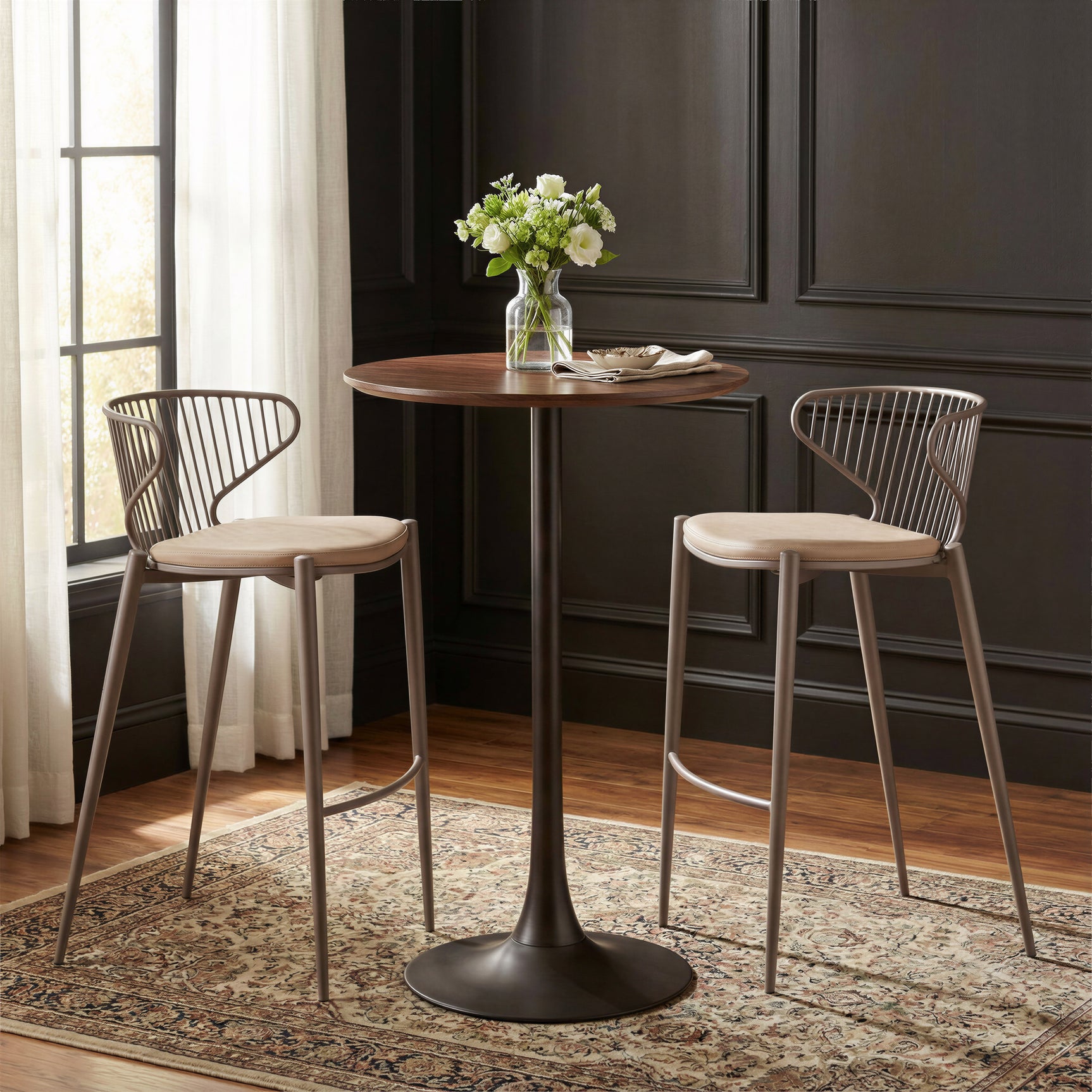 Silues Taupe & Brown Barstool (Set of 2) - Ornate Home