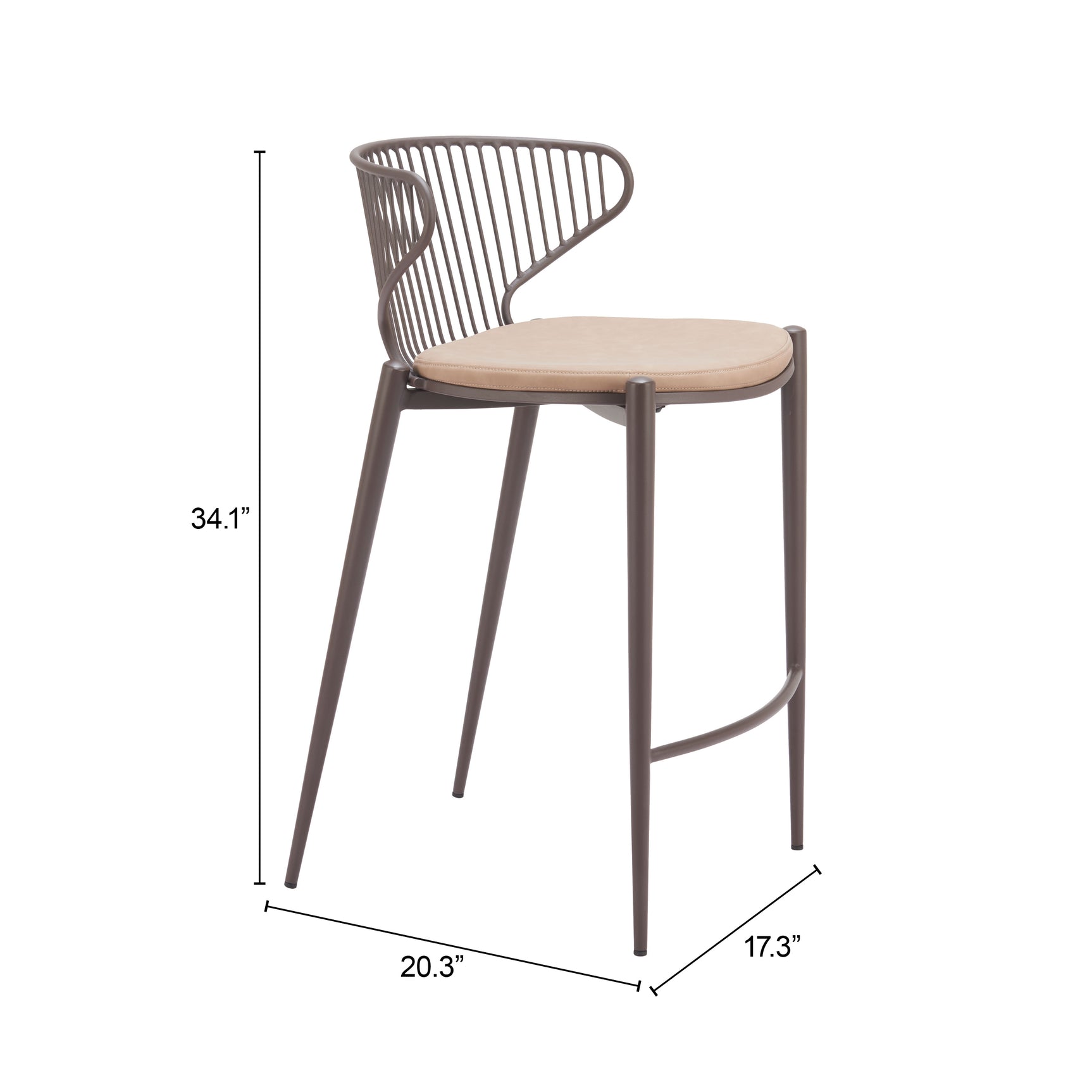 Silues Taupe & Brown Counter Stool (Set of 2)