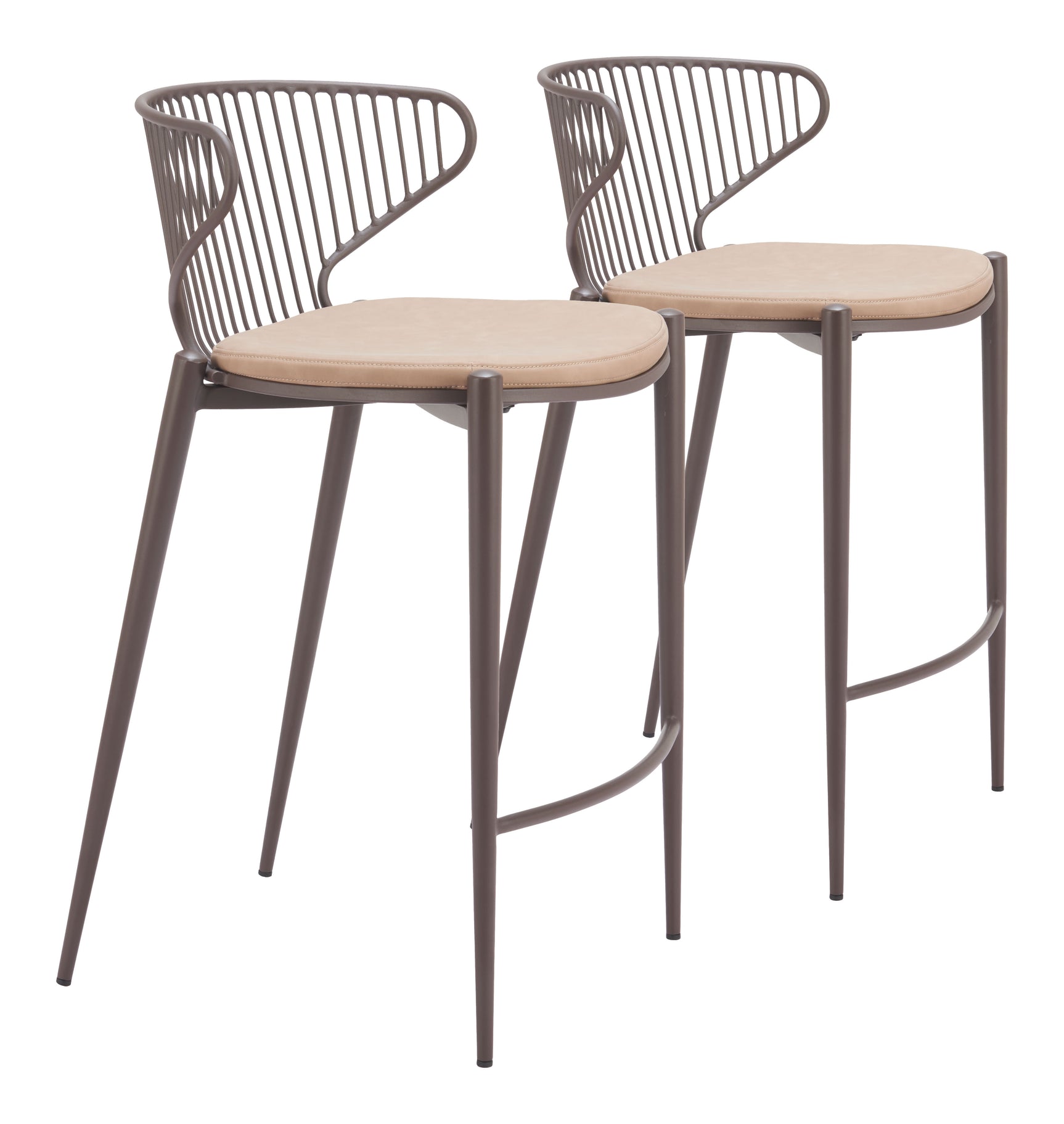 Silues Taupe & Brown Counter Stool (Set of 2)