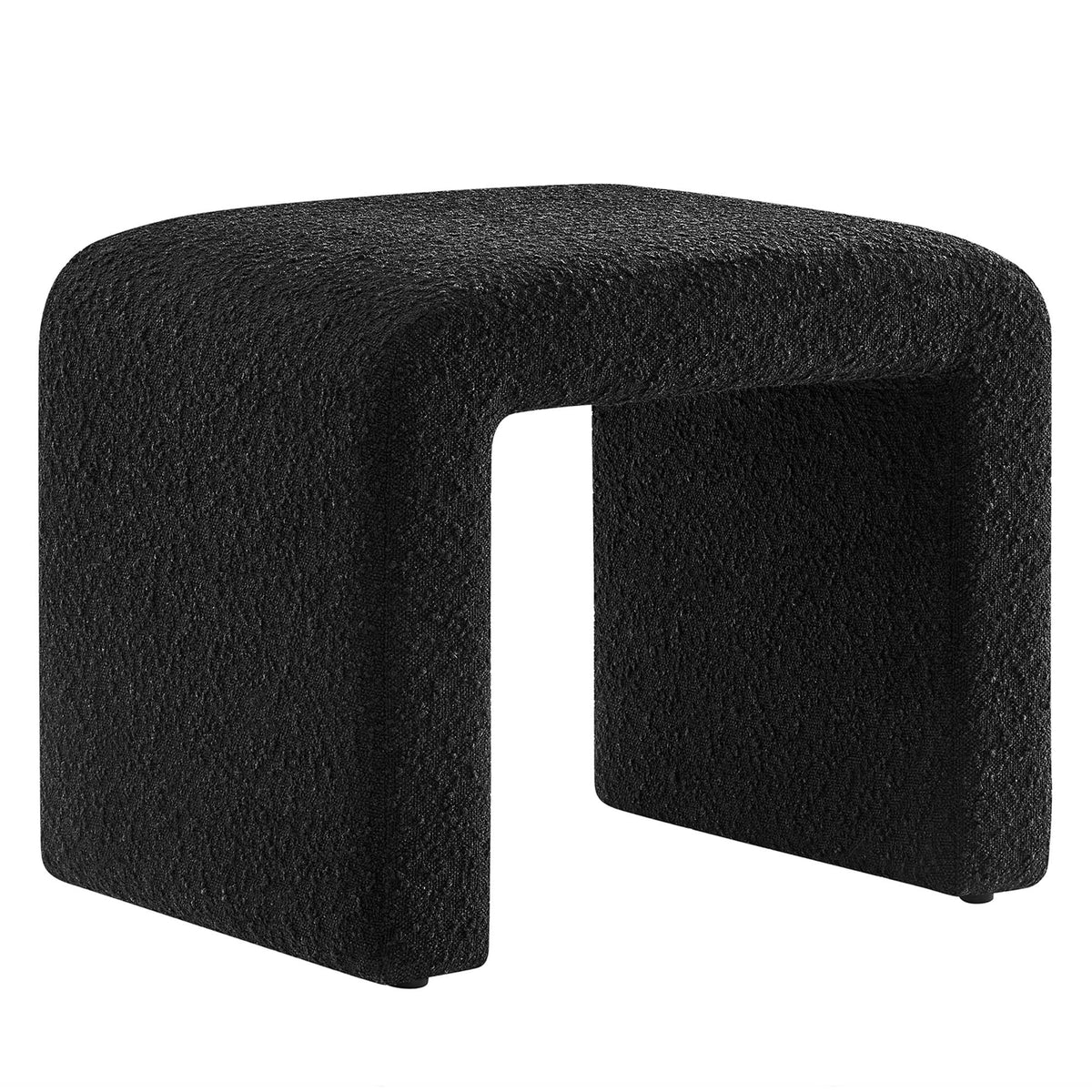 Simba Black Boucle Fabric Waterfall Stool - Ornate Home