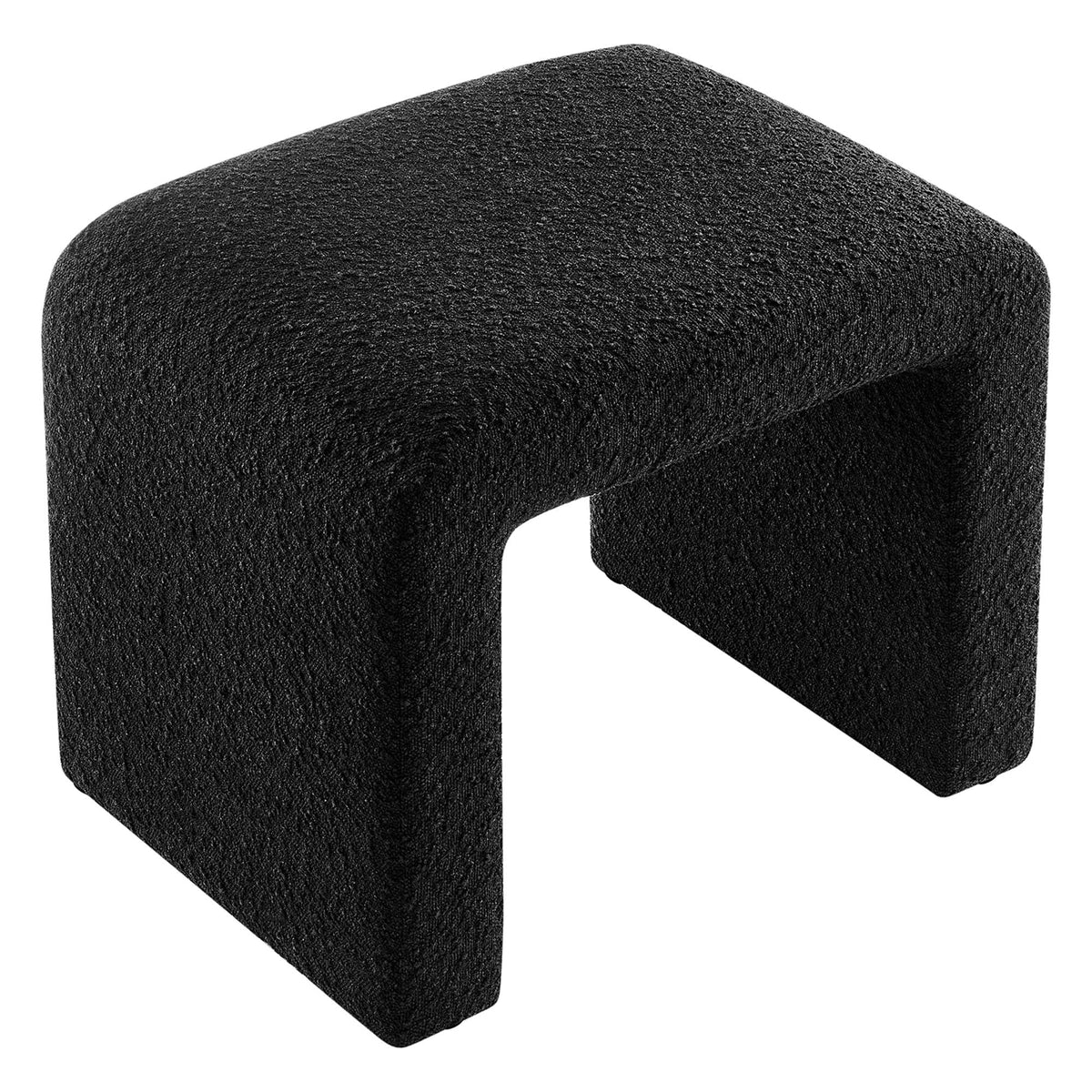 Simba Black Boucle Fabric Waterfall Stool - Ornate Home