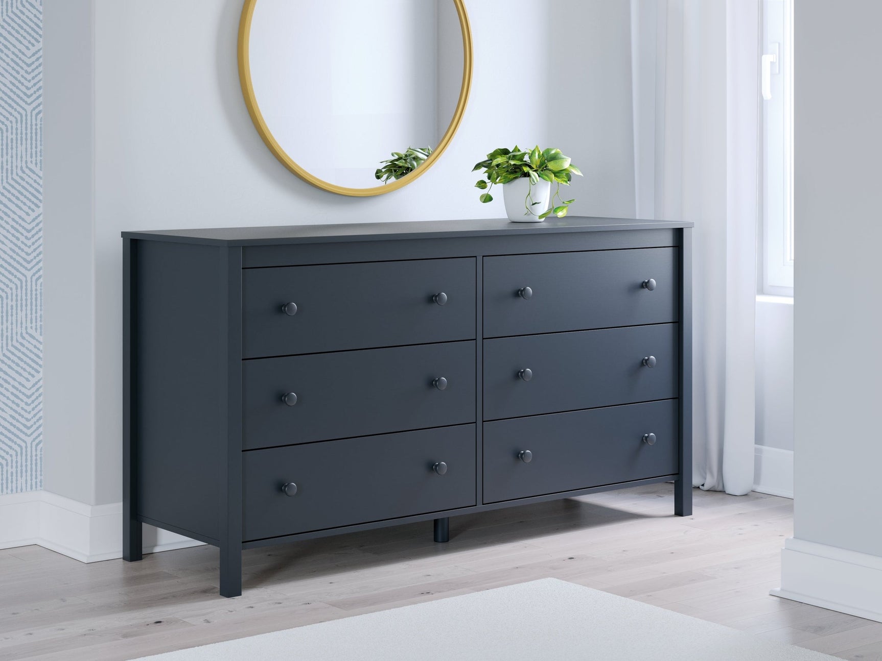 Simmenfort Navy Blue Six Drawer Dresser (Online Special Price) - Ornate Home