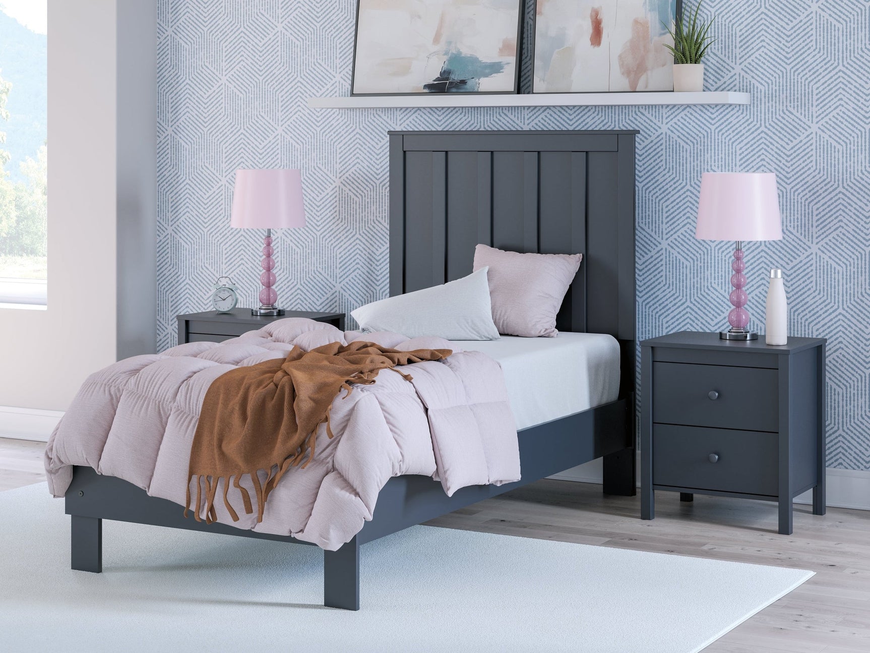 Simmenfort Navy Blue Twin Platform Youth Bed (Online Special Price) - Ornate Home