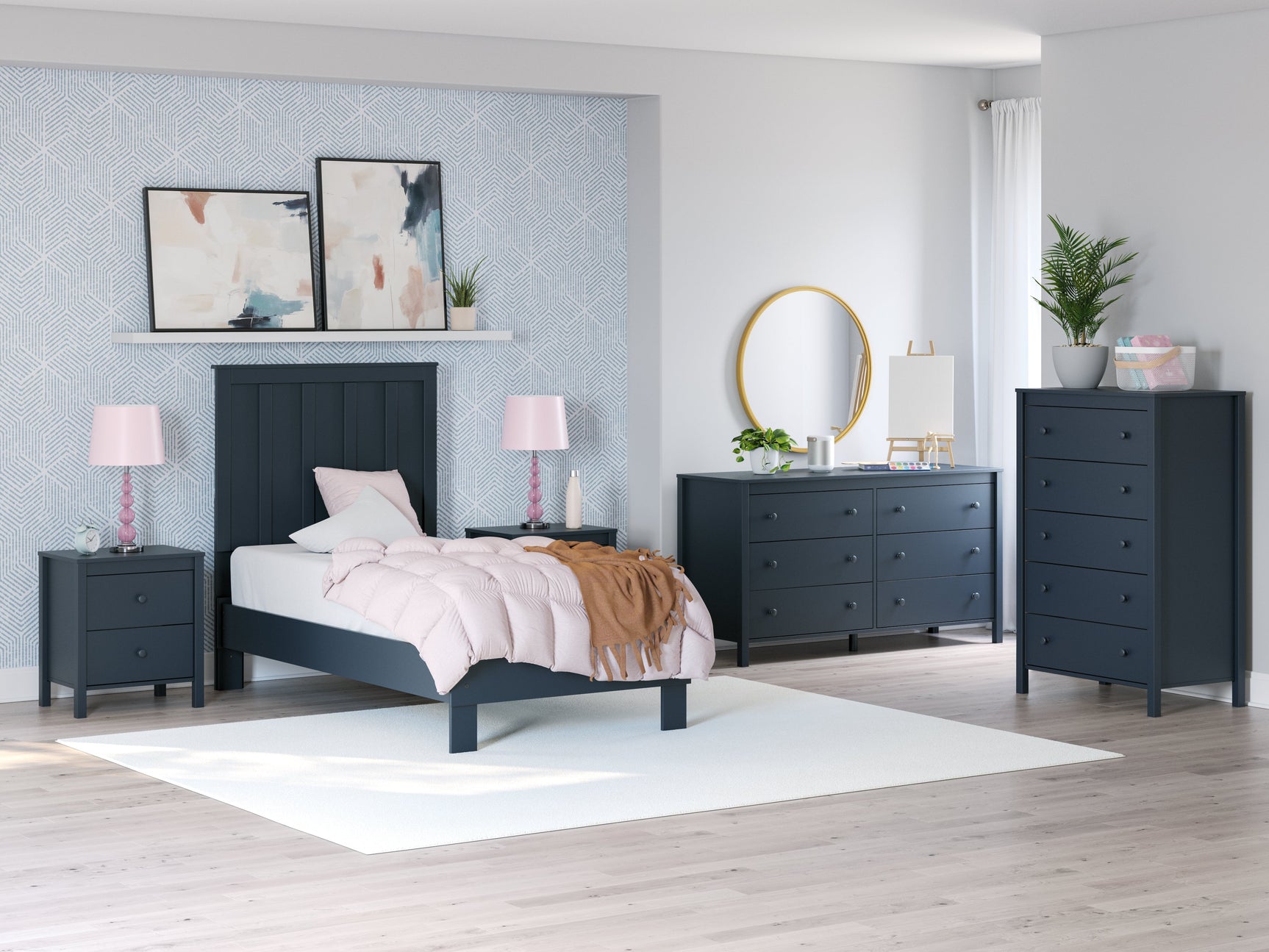 Simmenfort Navy Blue Twin Platform Youth Bed (Online Special Price) - Ornate Home
