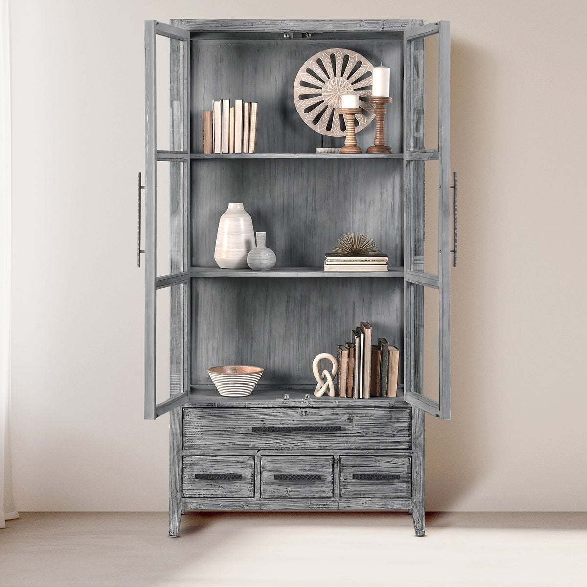 Simon Antique Blue Display Cabinet - Ornate Home