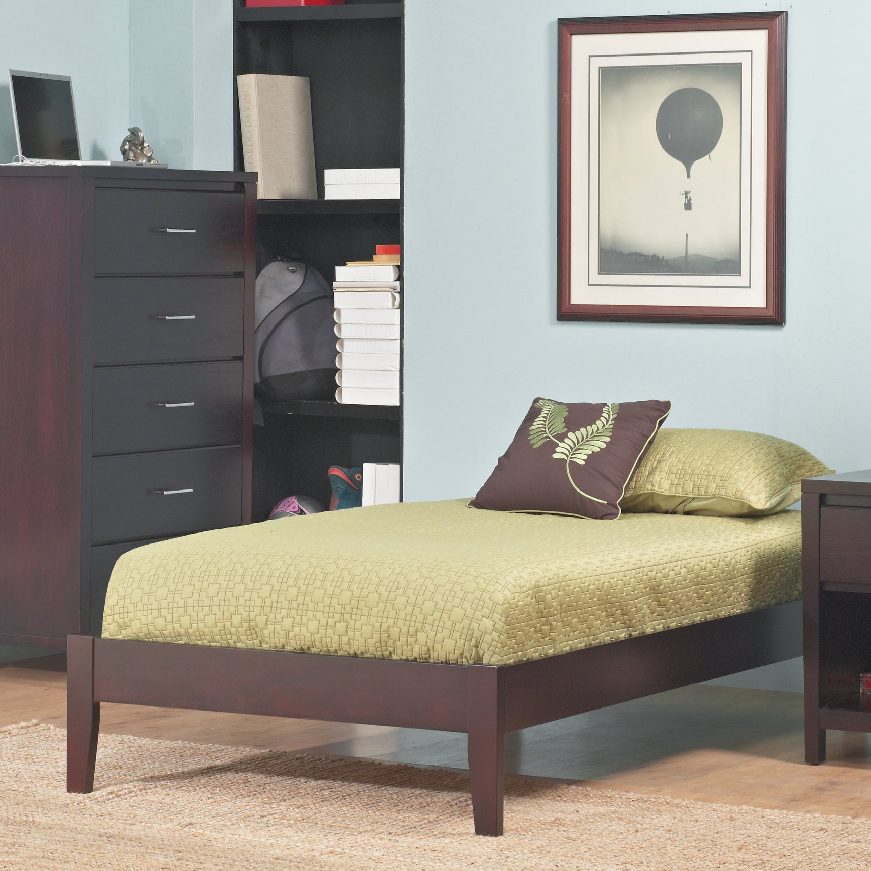 Simple Wood California King Platform Bed in Espresso - Ornate Home