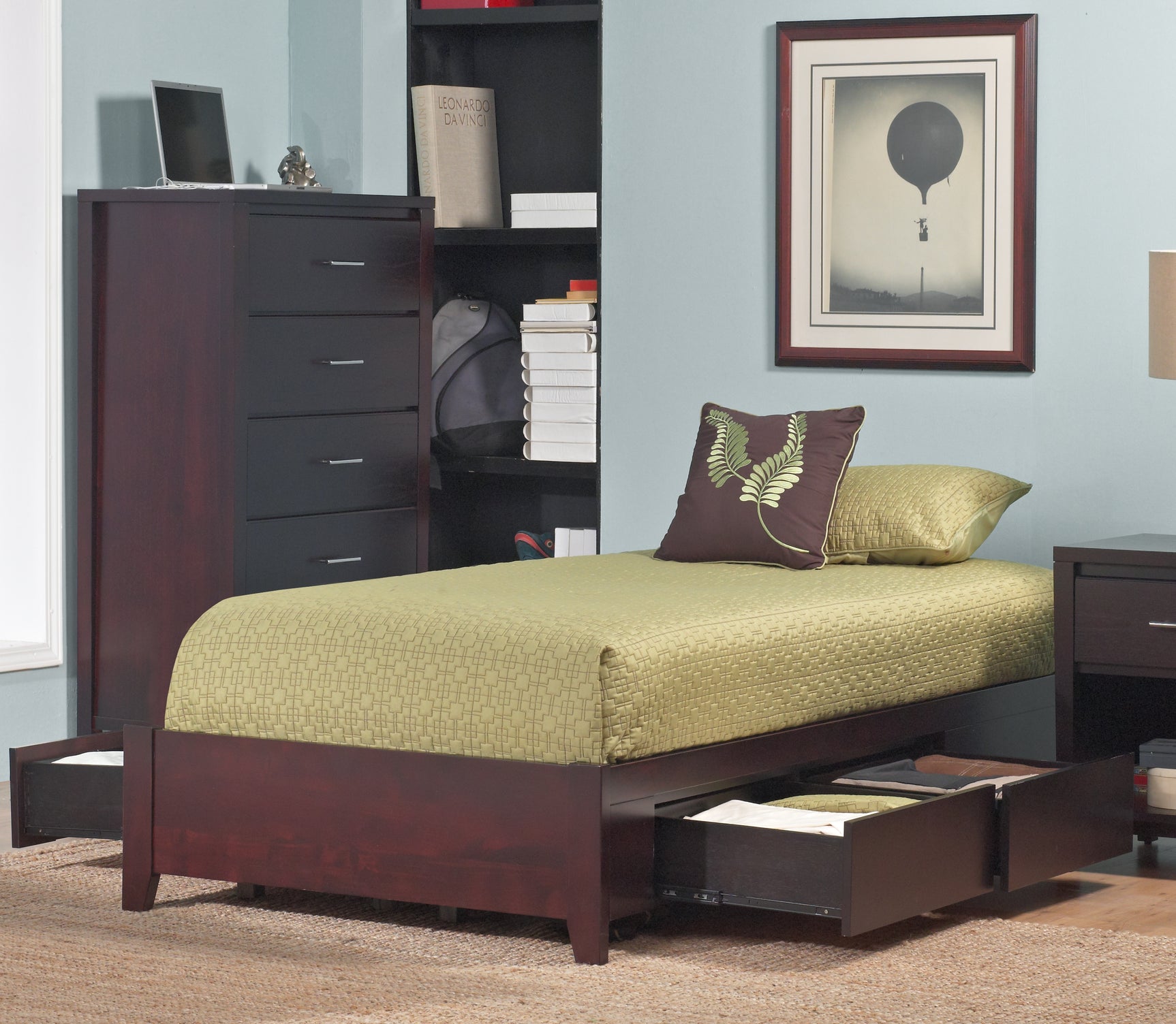 Simple Wood Eastern King Storage Bed in Espresso - Ornate Home