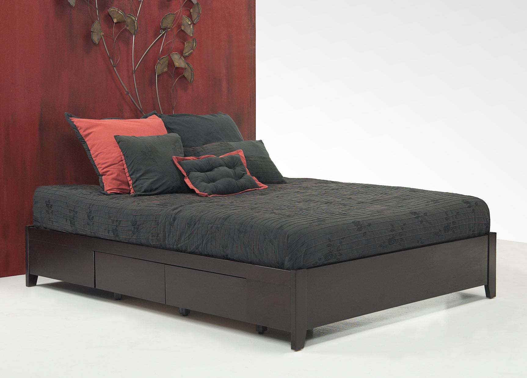Simple Wood Full Storage Bed in Espresso - Ornate Home