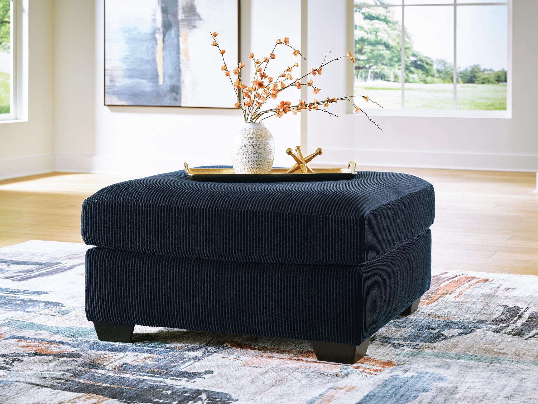 SimpleJoy Navy Oversized Accent Ottoman - Ornate Home