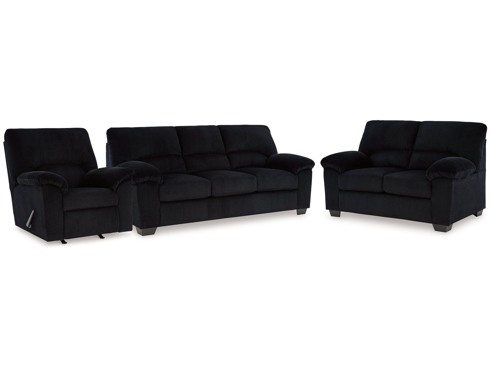 SimpleJoy Onyx Sofa, Loveseat and Recliner (Online Special Price) - Ornate Home