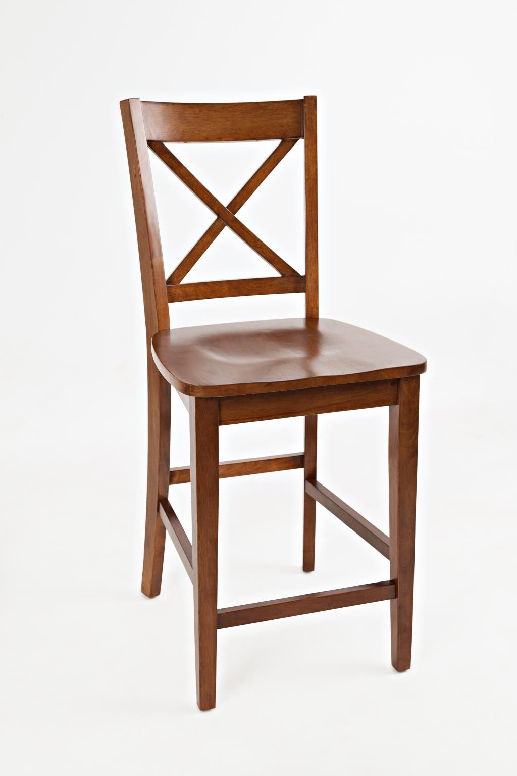 Simplicity Caramel Counter Table w/ 4 X-Back Stools - Ornate Home