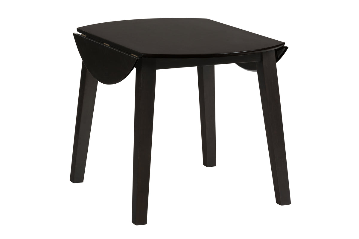 Simplicity Espresso Round Dropleaf Table w/ 2 Slatback Chairs - Ornate Home