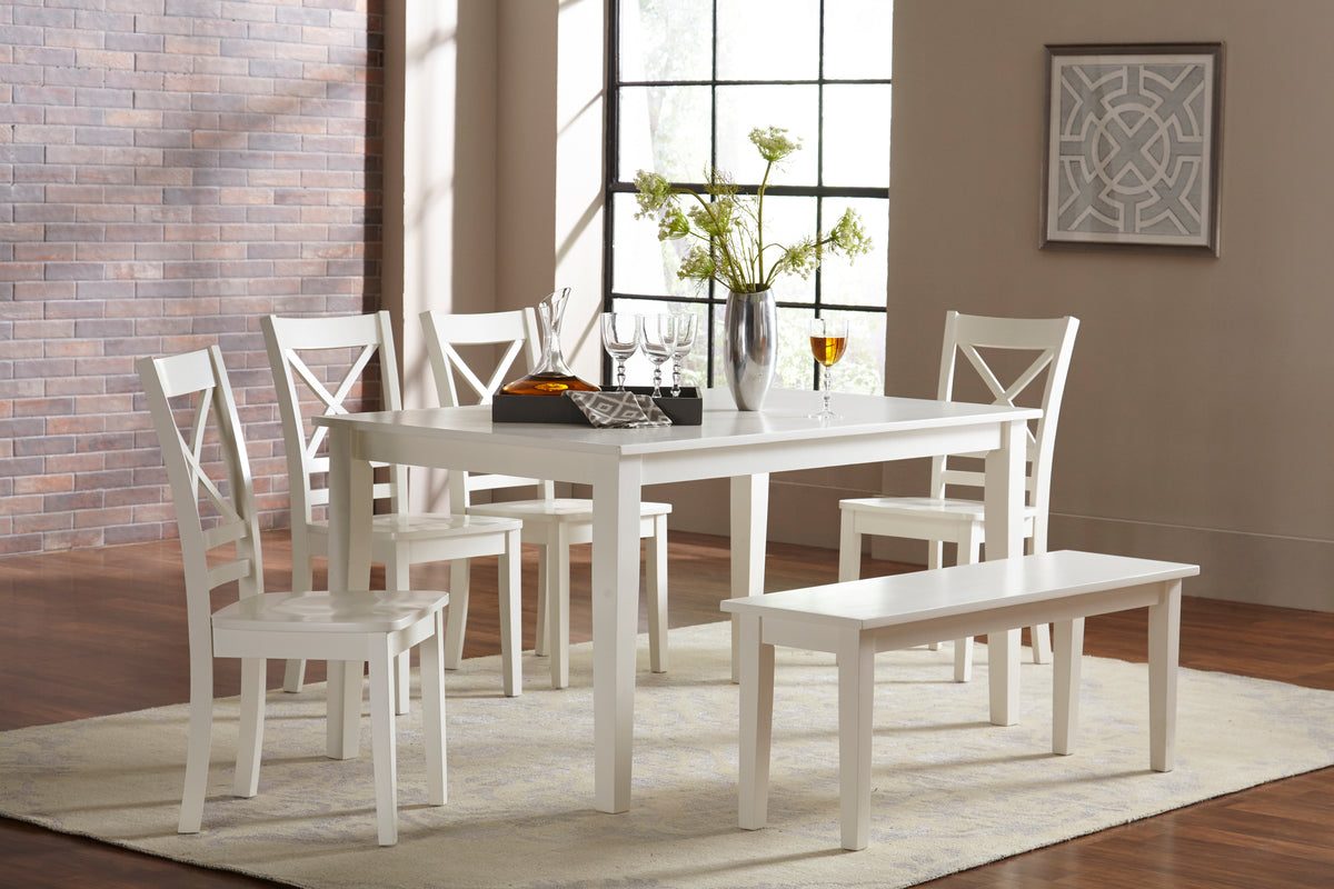 Simplicity Paperwhite Rect. Dining Dining Table w/ 6 X-Back Chairs - Ornate Home