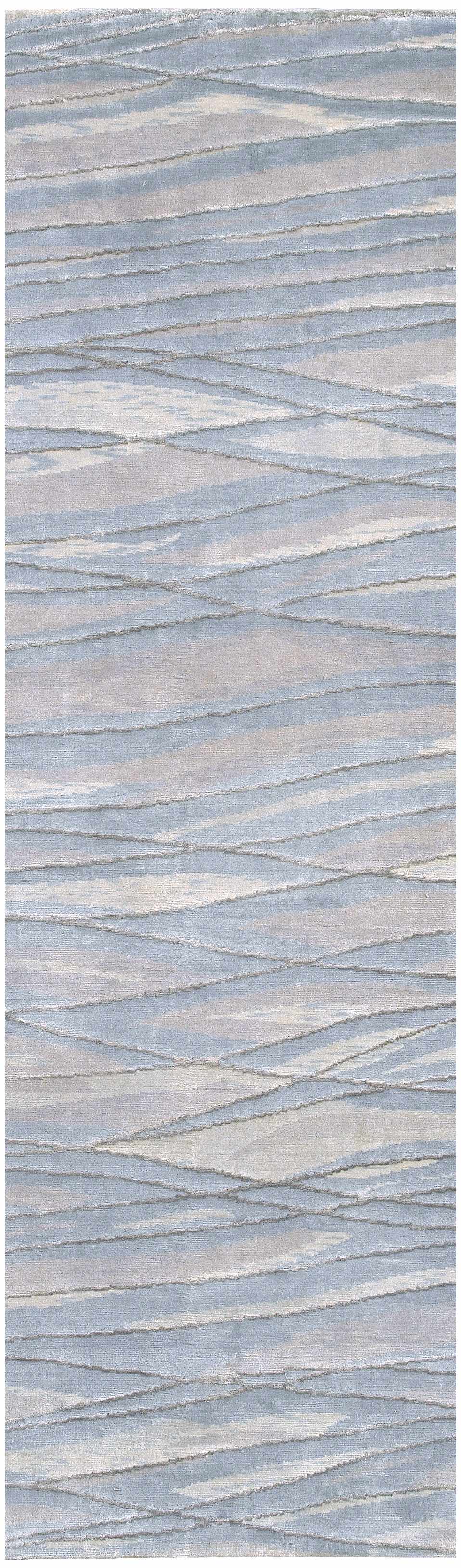 Sinai Light Blue Lined Wool/Viscose Rug - Clearance - Ornate Home