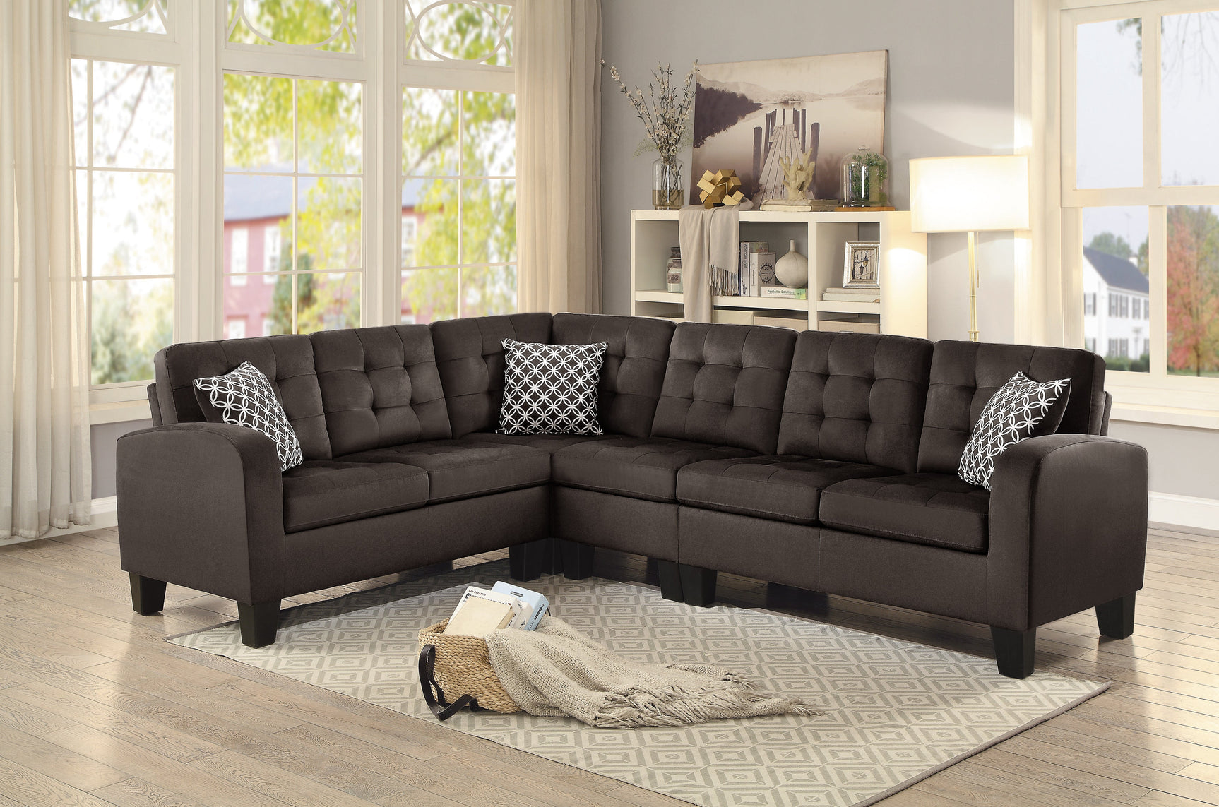 Sinclair Chocolate 2-Piece Reversible Sectional - Ornate Home