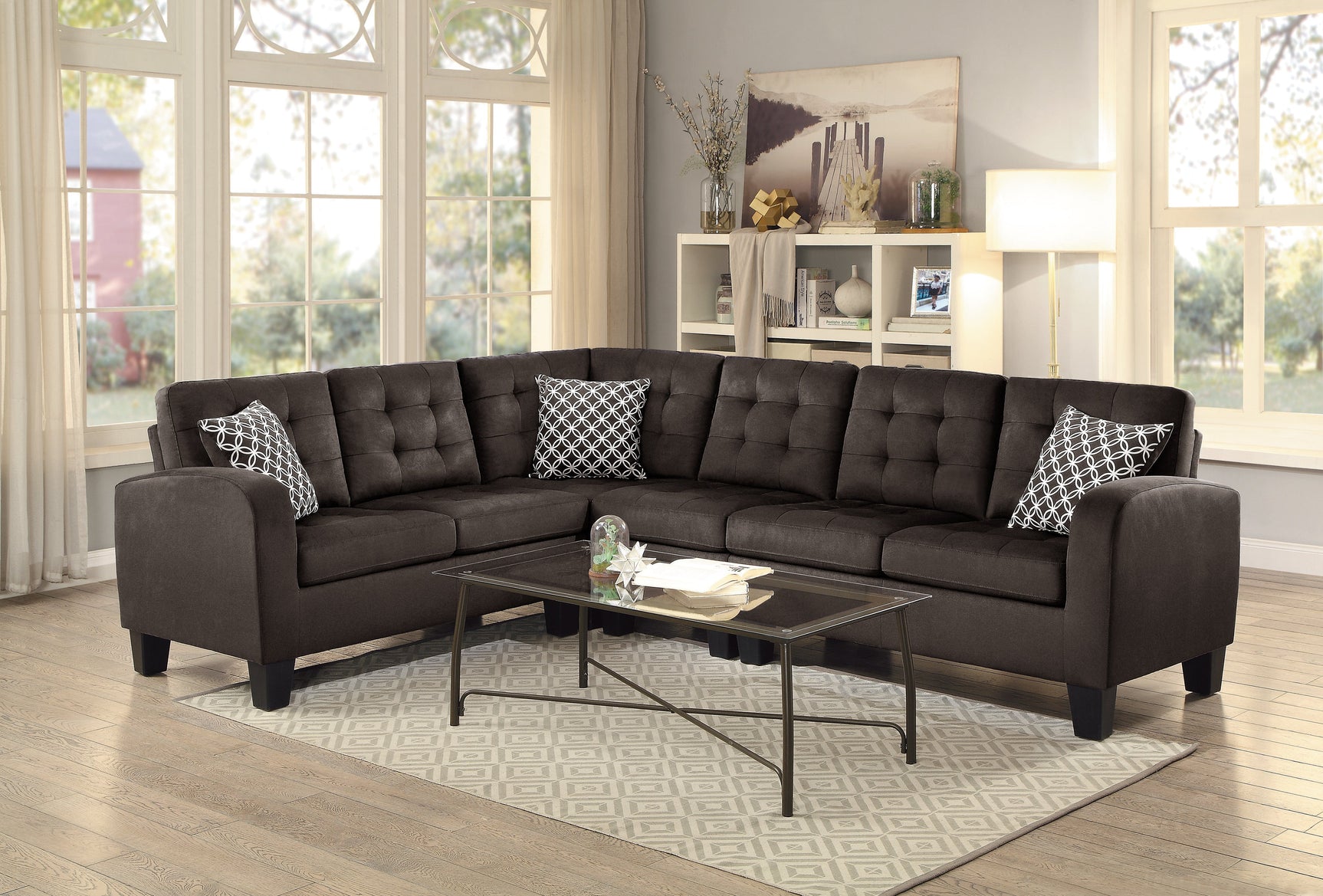 Sinclair Chocolate 2-Piece Reversible Sectional - Ornate Home