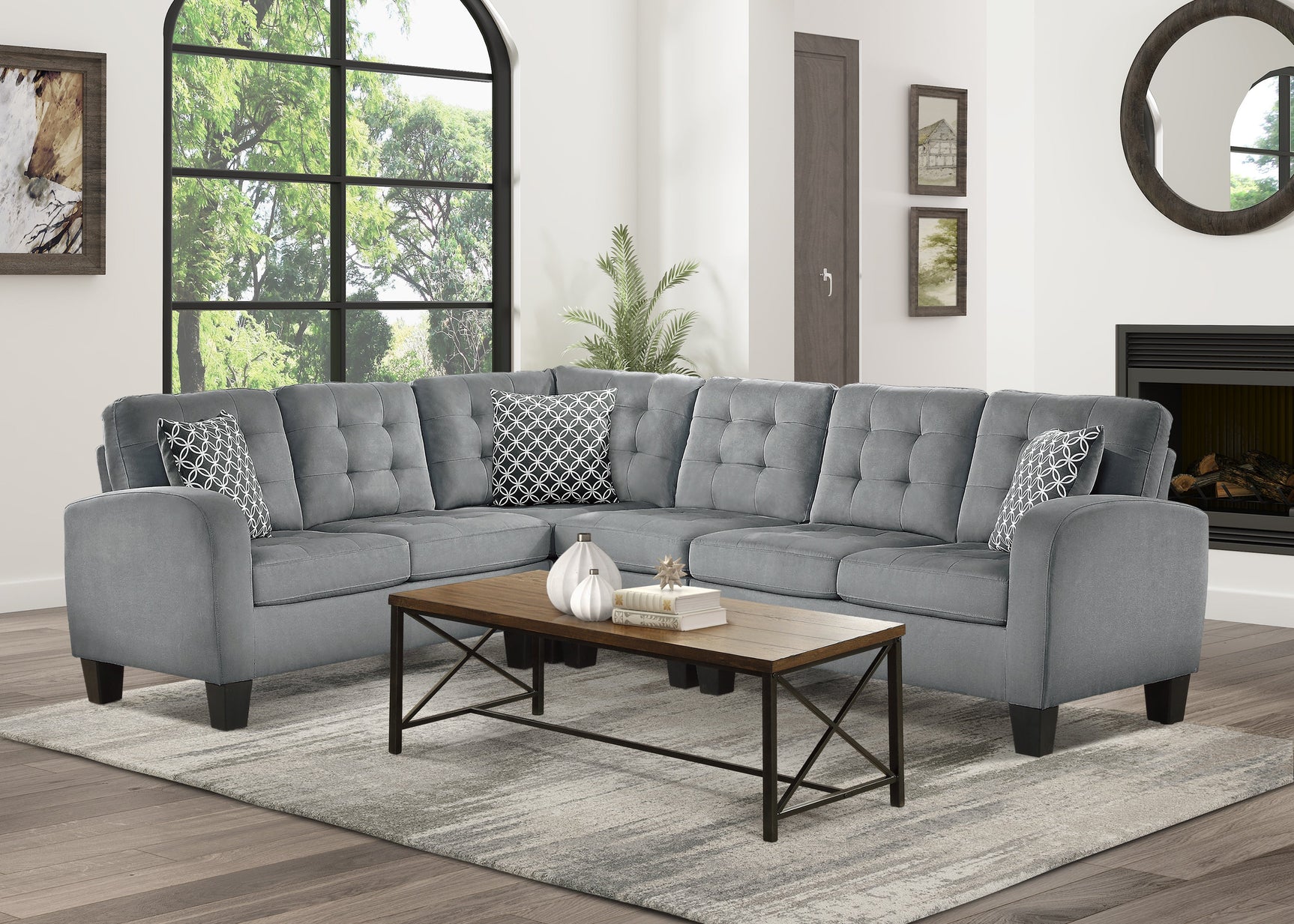 Sinclair Gray 2-Piece Reversible Sectional Sofa - Ornate Home