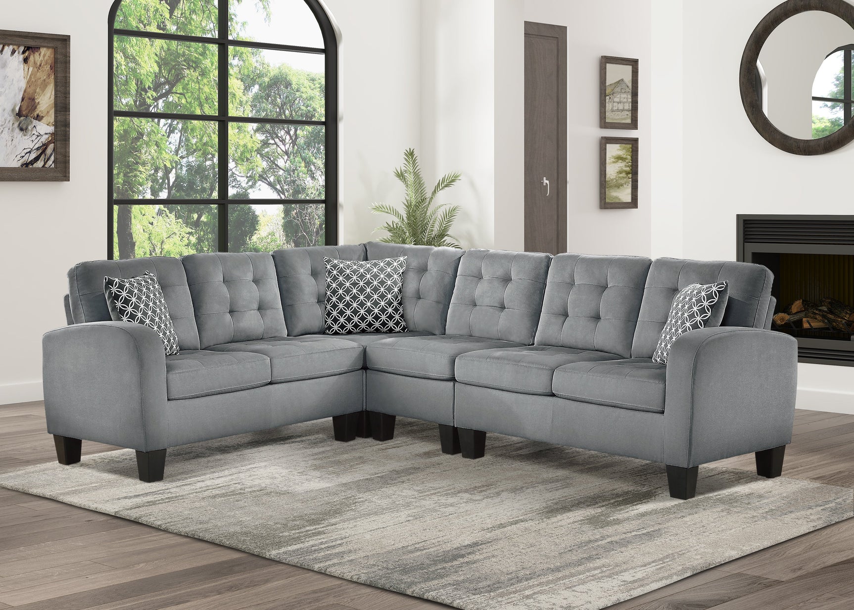 Sinclair Gray 2-Piece Reversible Sectional Sofa - Ornate Home