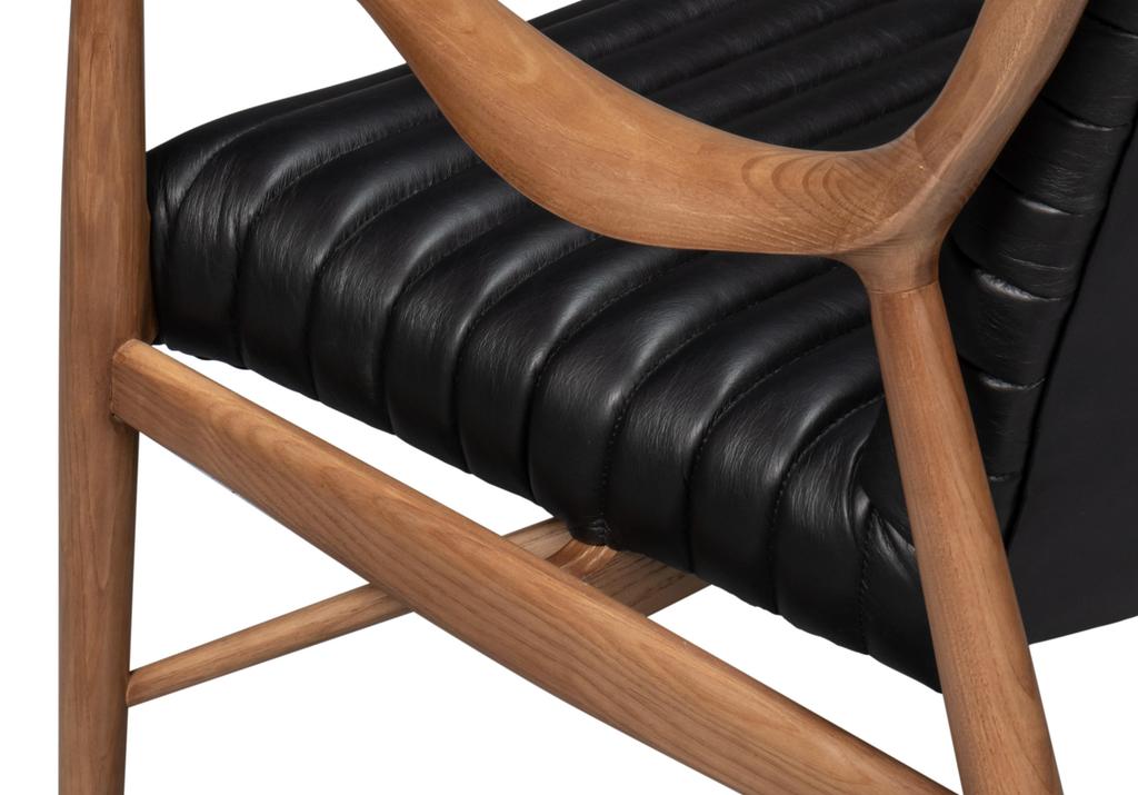 Singletary Black Leather Chair - Ornate Home
