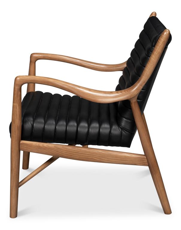 Singletary Black Leather Chair - Ornate Home