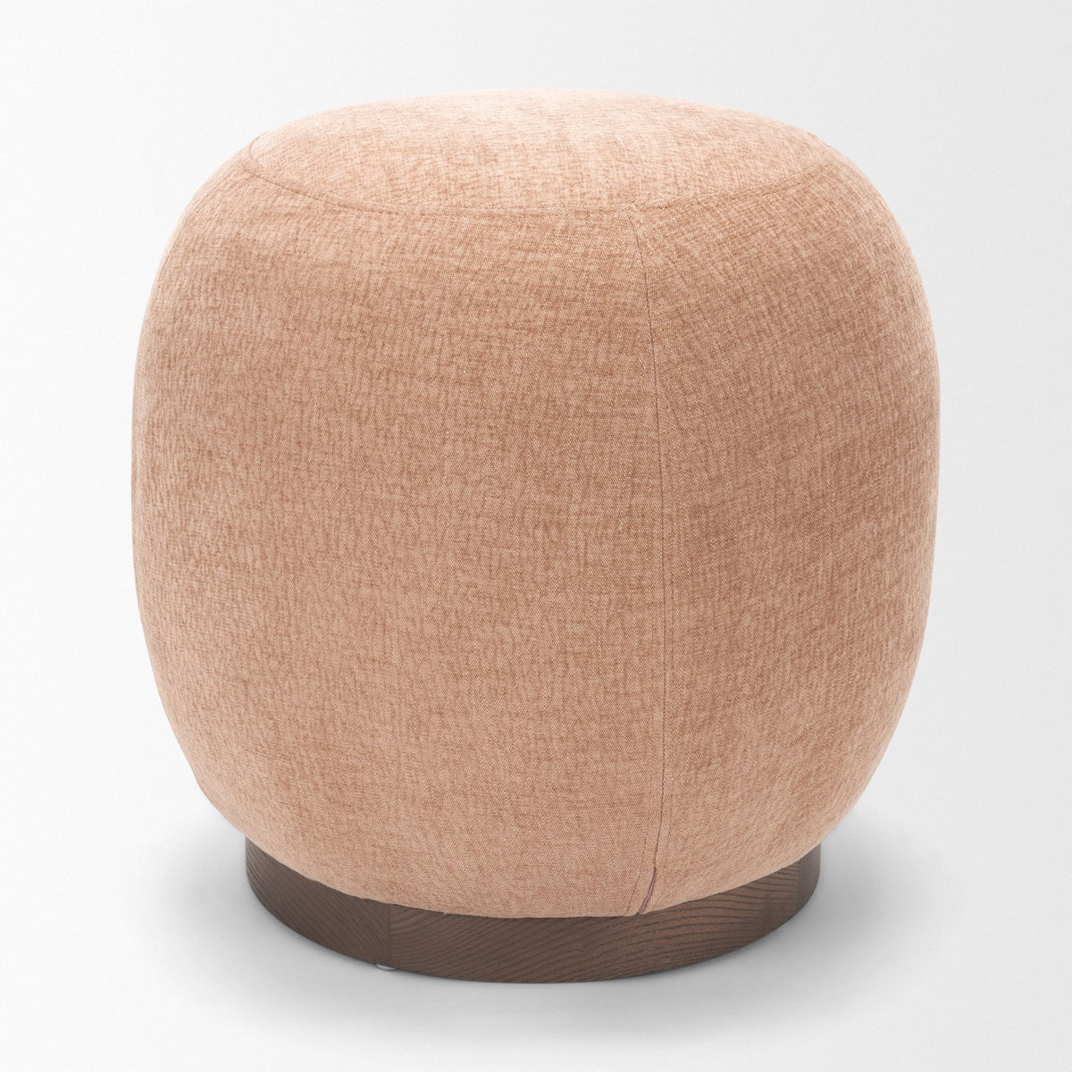 Siren Sienna/Brown Fabric Ash Wood Round Accent Stool - Ornate Home
