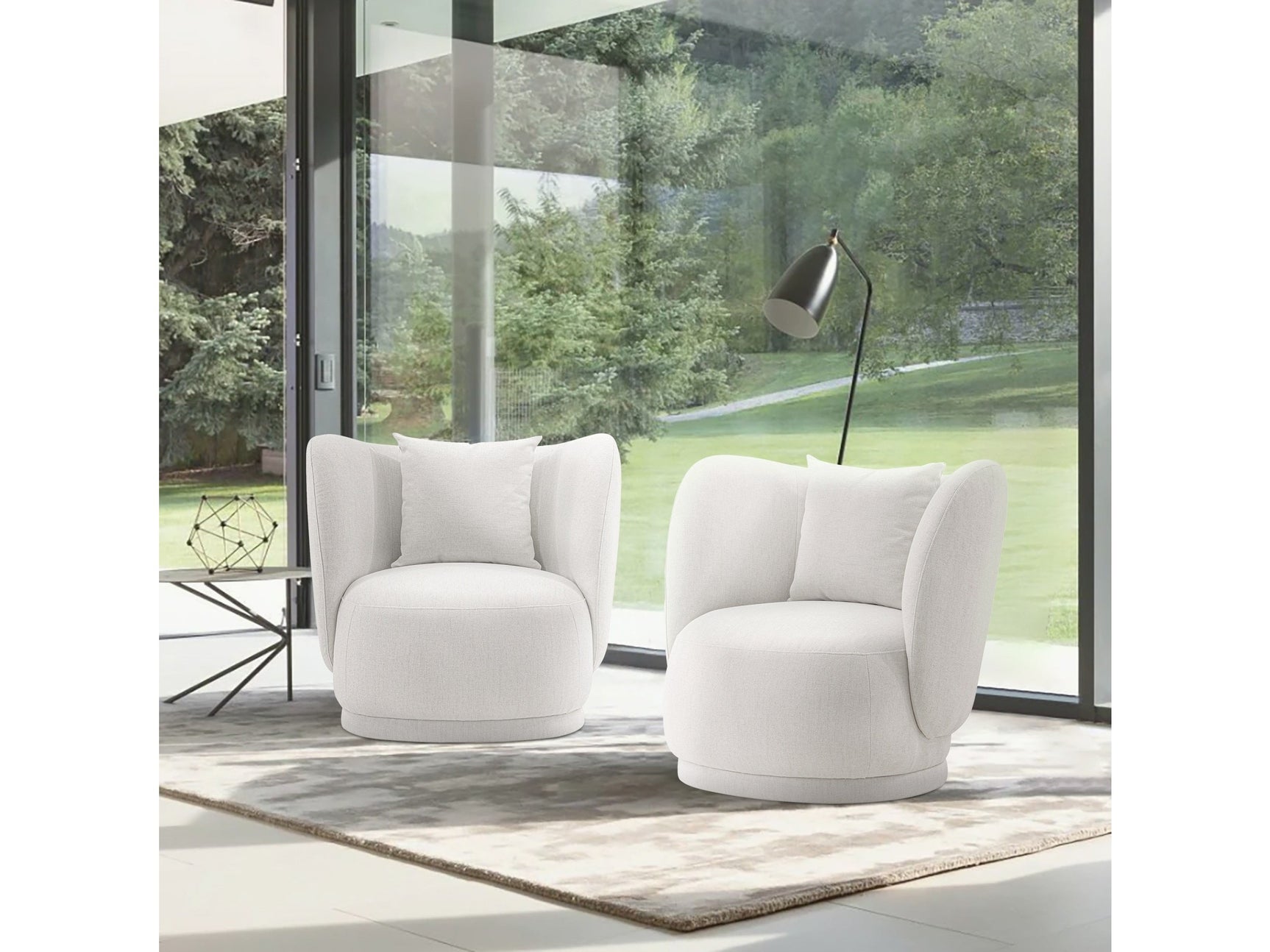 Siri Accent Chair in Cream (set of 2) - Ornate Home