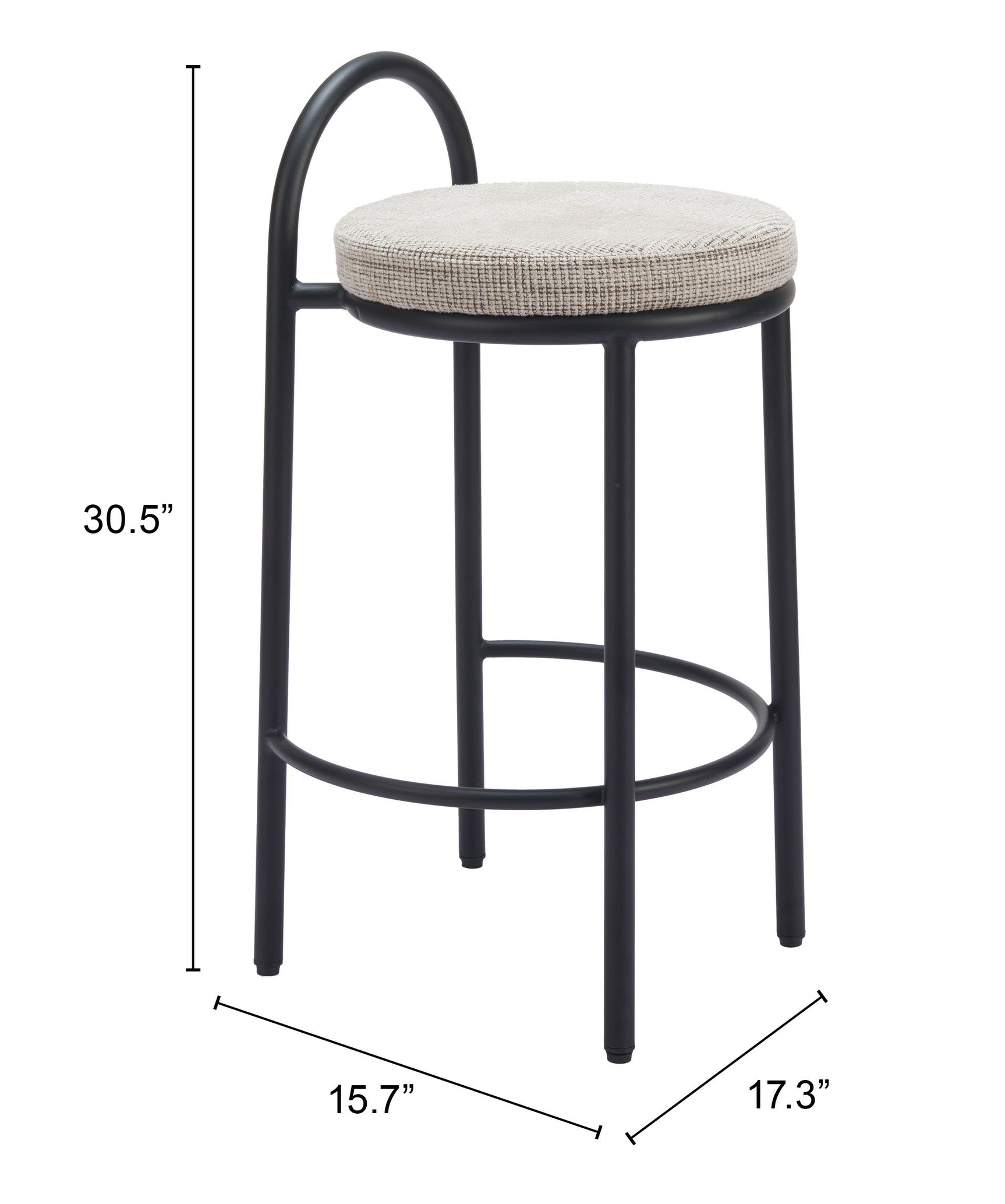 Sisal Beige Tweed Counter Stool (Set of 2) - Ornate Home