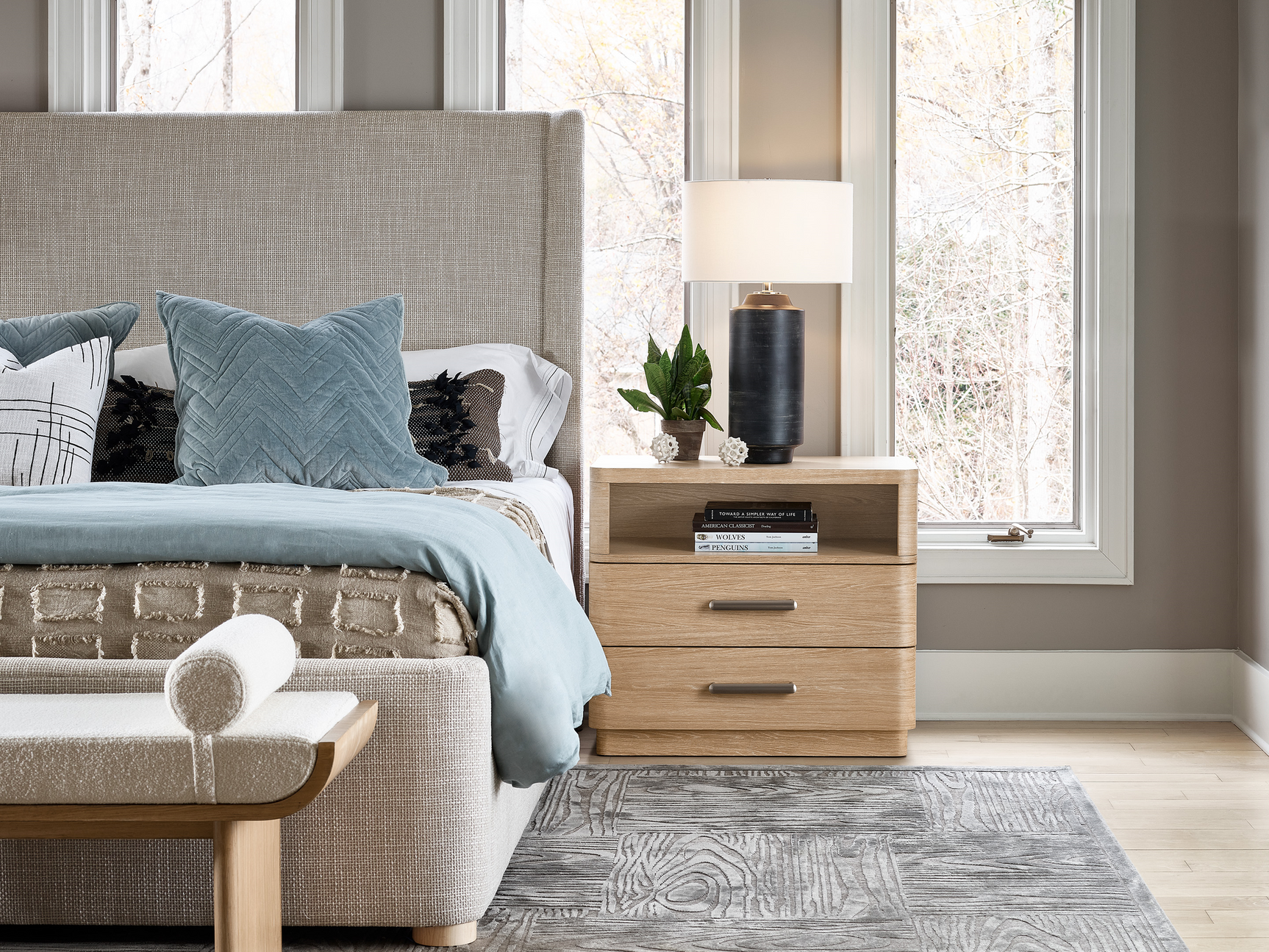 Sischo Ivory/White Oak Bench - Ornate Home