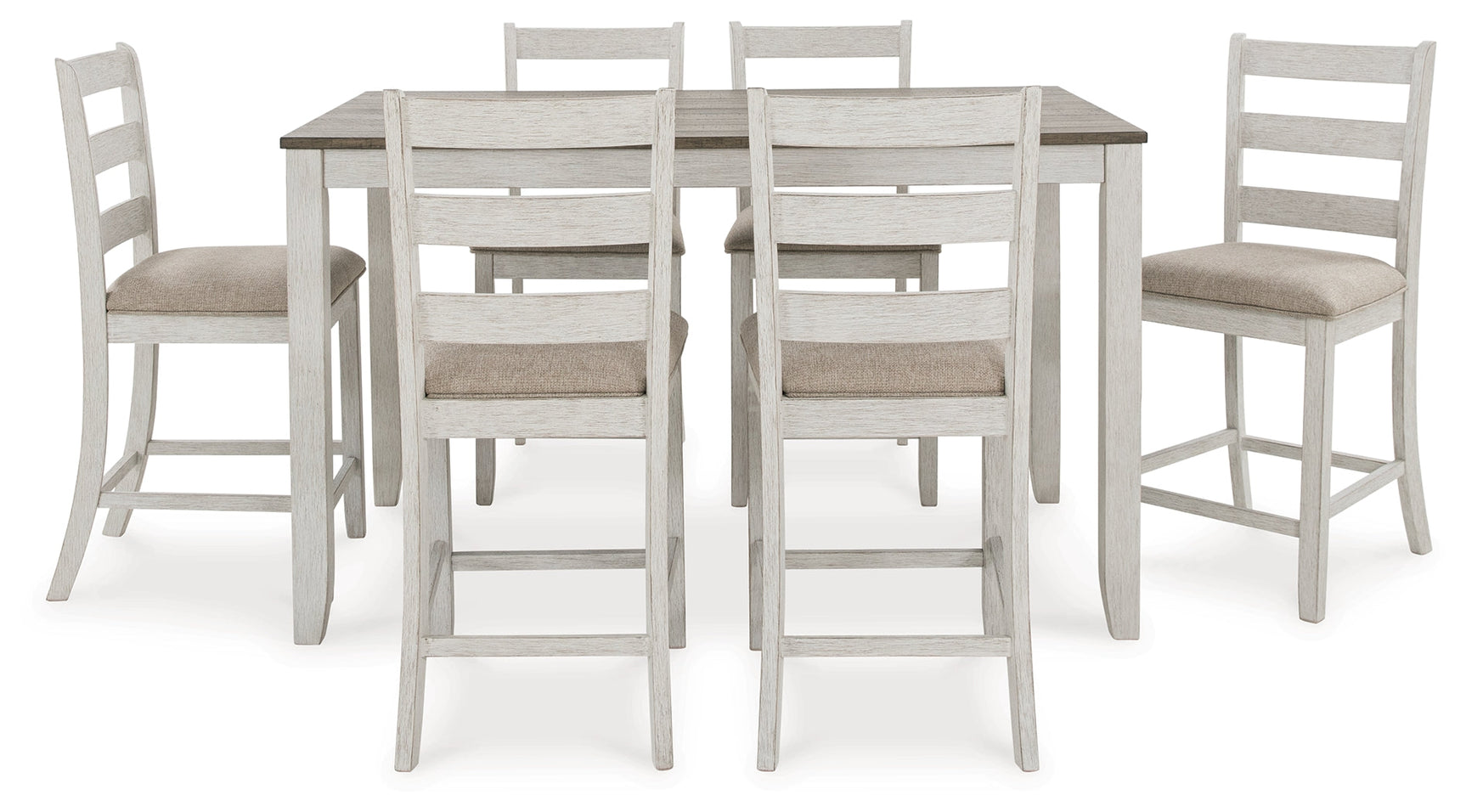 Skempton Counter Height White/Light Brown Dining Room Set / 7pc (Online Special Price) - Ornate Home
