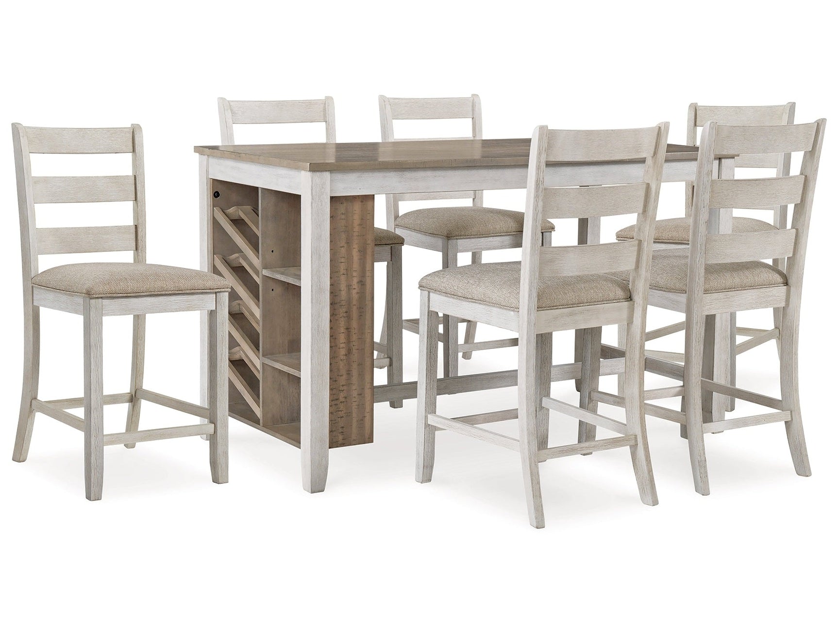 Skempton Two-tone Counter Height Dining Table and 6 Barstools (Online Special Price) - Ornate Home