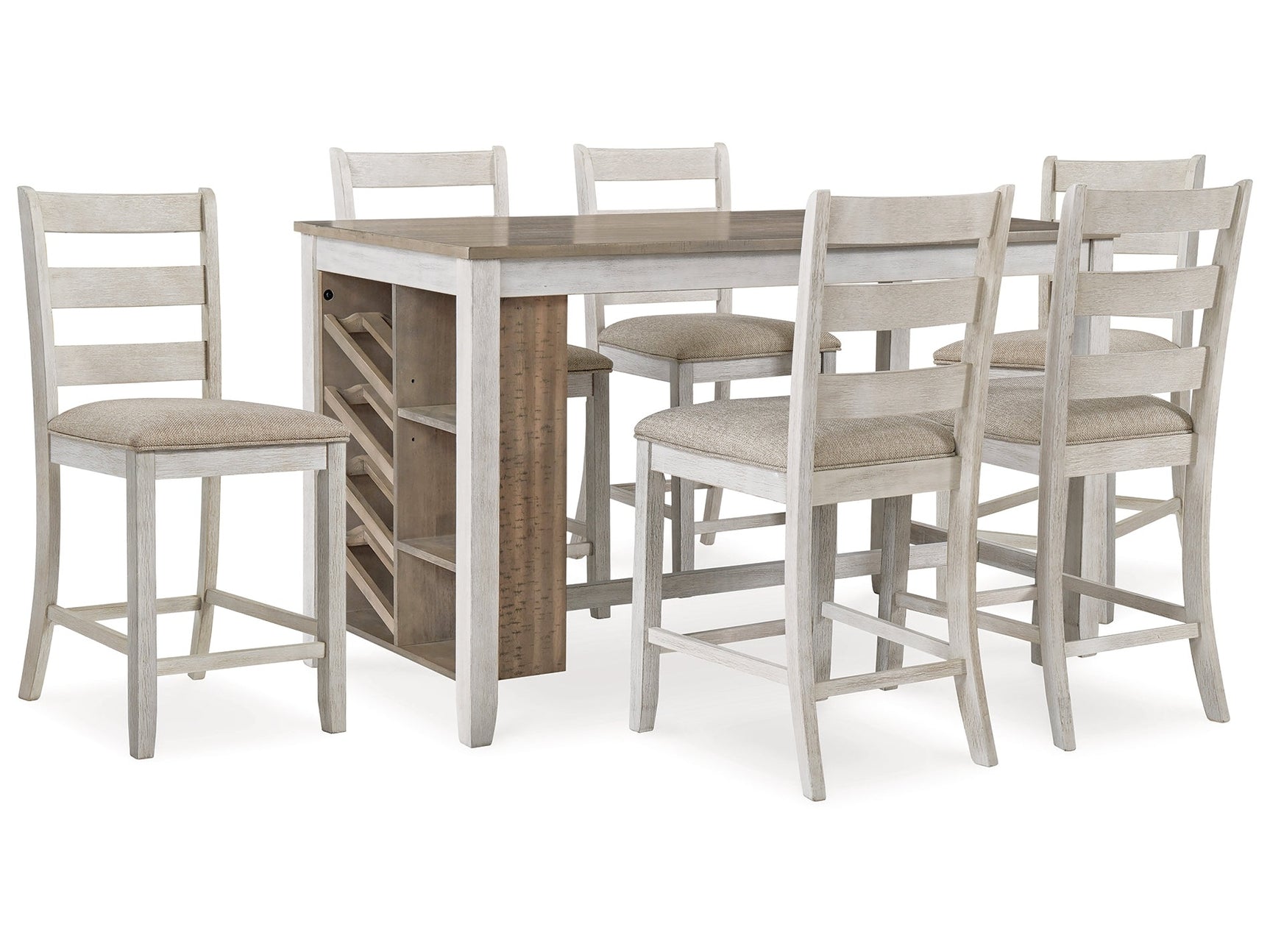 Skempton Two-tone Counter Height Dining Table and 6 Barstools - Ornate Home