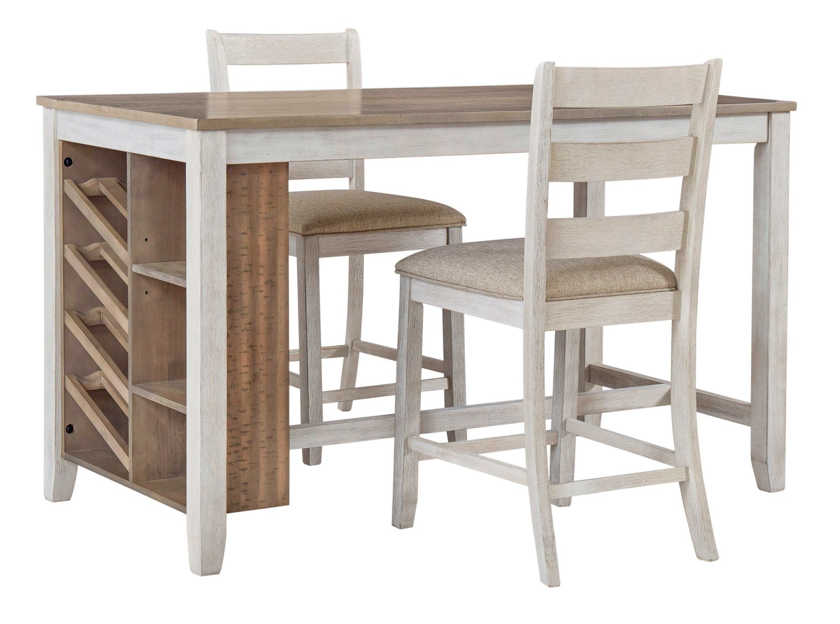 Skempton White/Light Brown Counter Height Dining Room Set / 3pc (Online Special Price) - Ornate Home