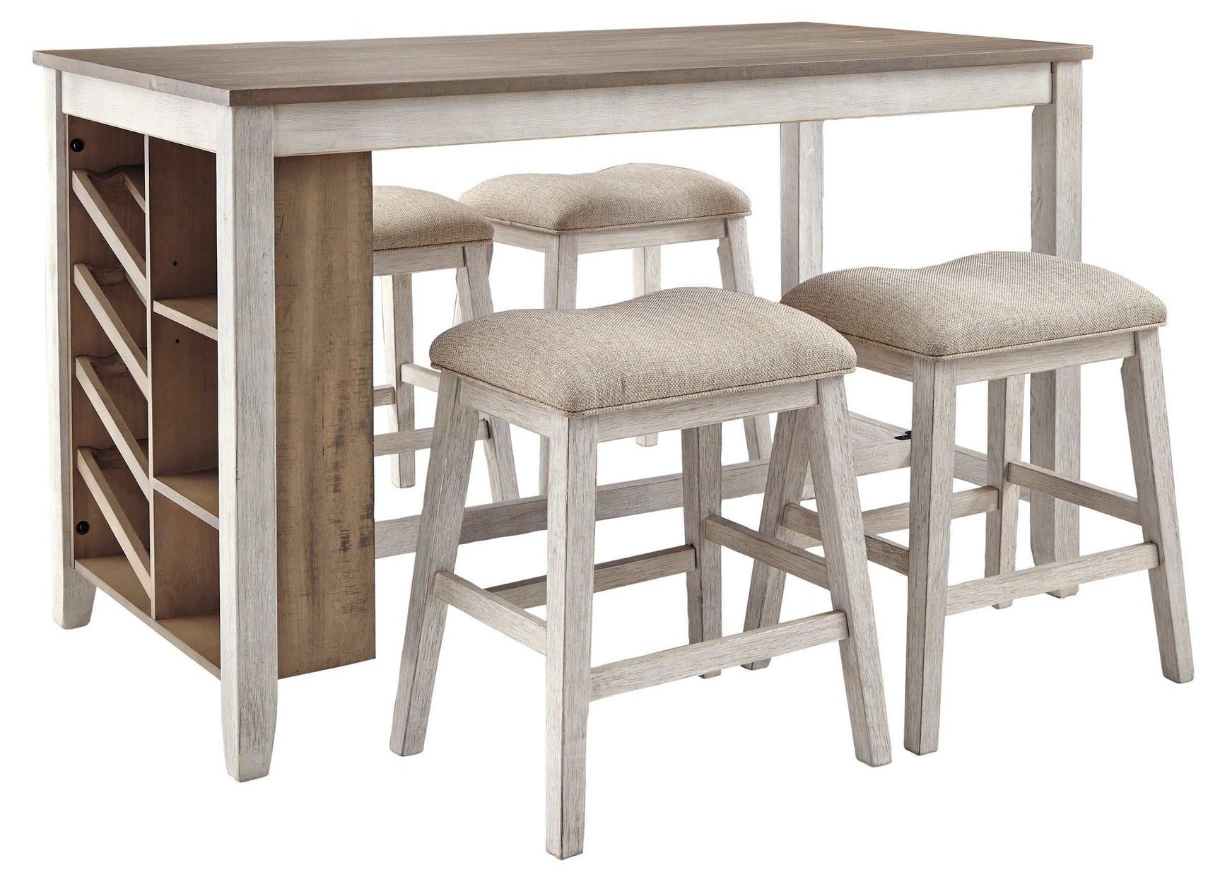 Skempton White/Light Brown Counter Height Dining Room Set / 5pc (Online Special Price) - Ornate Home