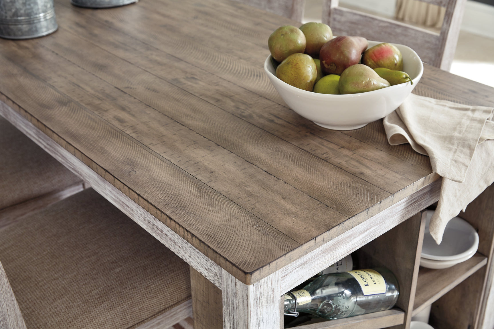 Skempton White/Light Brown Dining Table w/ Storage (Online Special Price) - Ornate Home