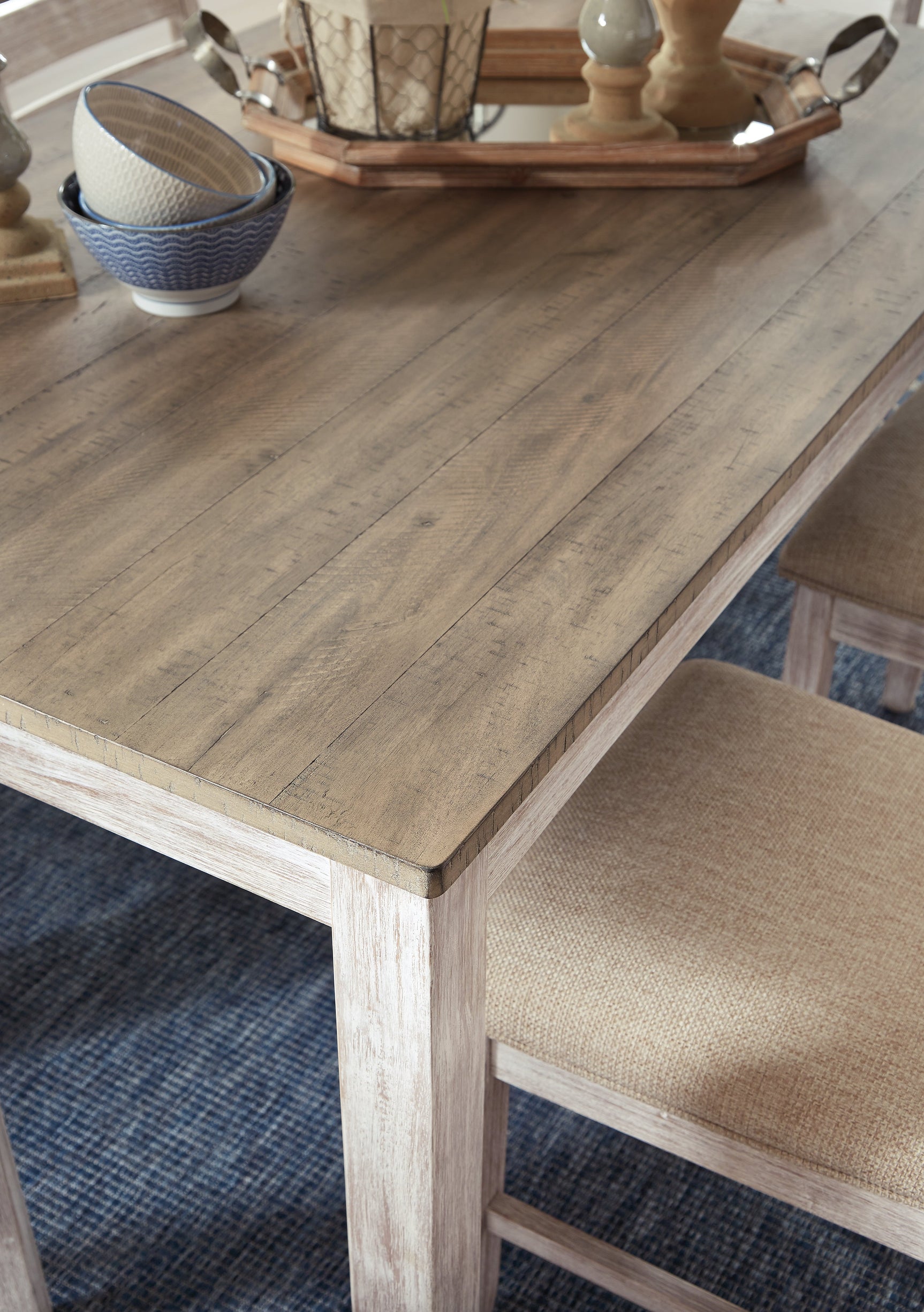 Skempton White/Light Brown Dining Table w/ Storage (Online Special Price) - Ornate Home