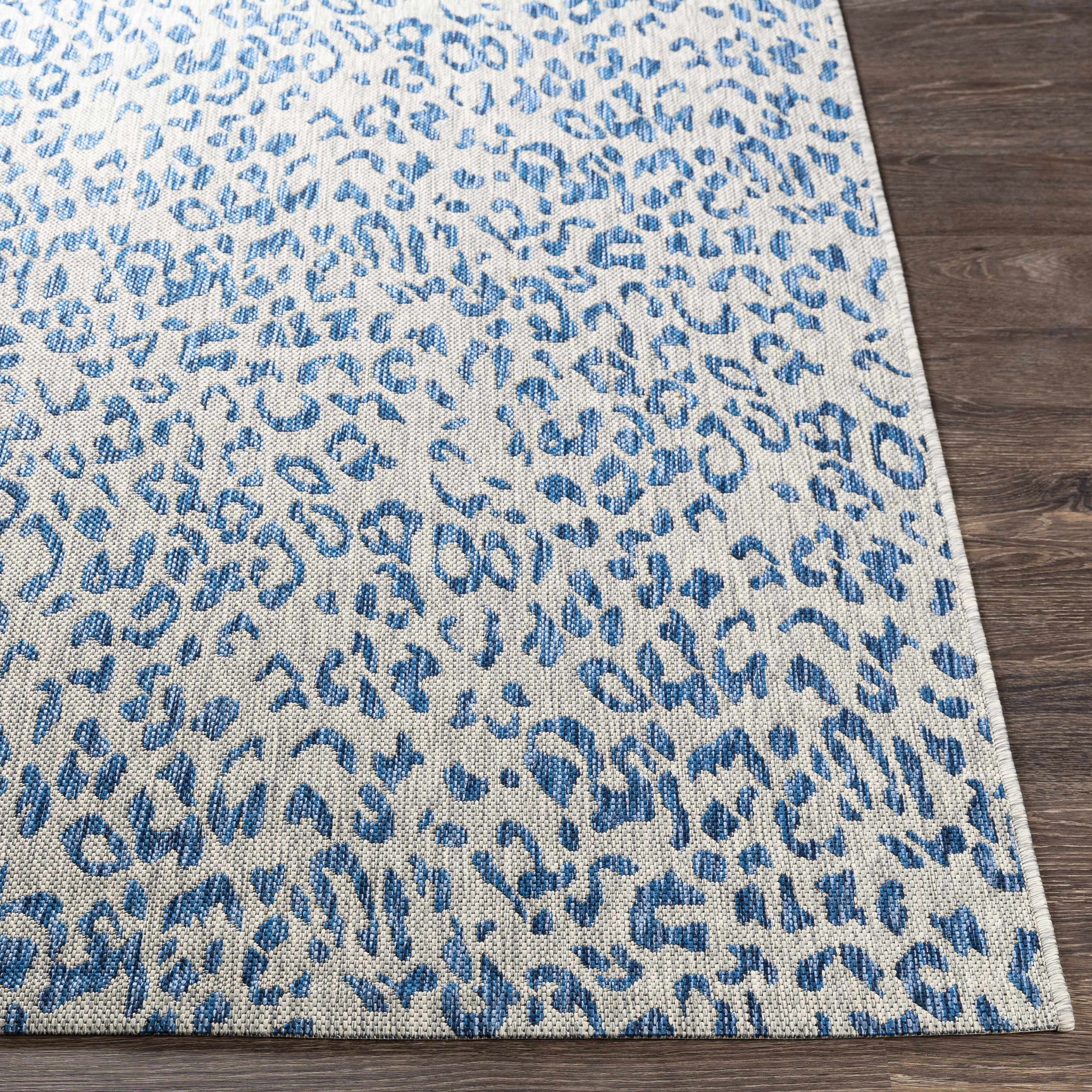 Skipsea Blue Leopard Performance Outdoor Rug - Ornate Home