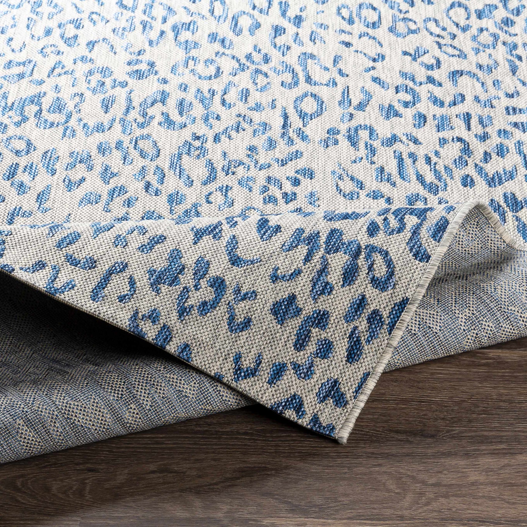 Skipsea Blue Leopard Performance Outdoor Rug - Ornate Home