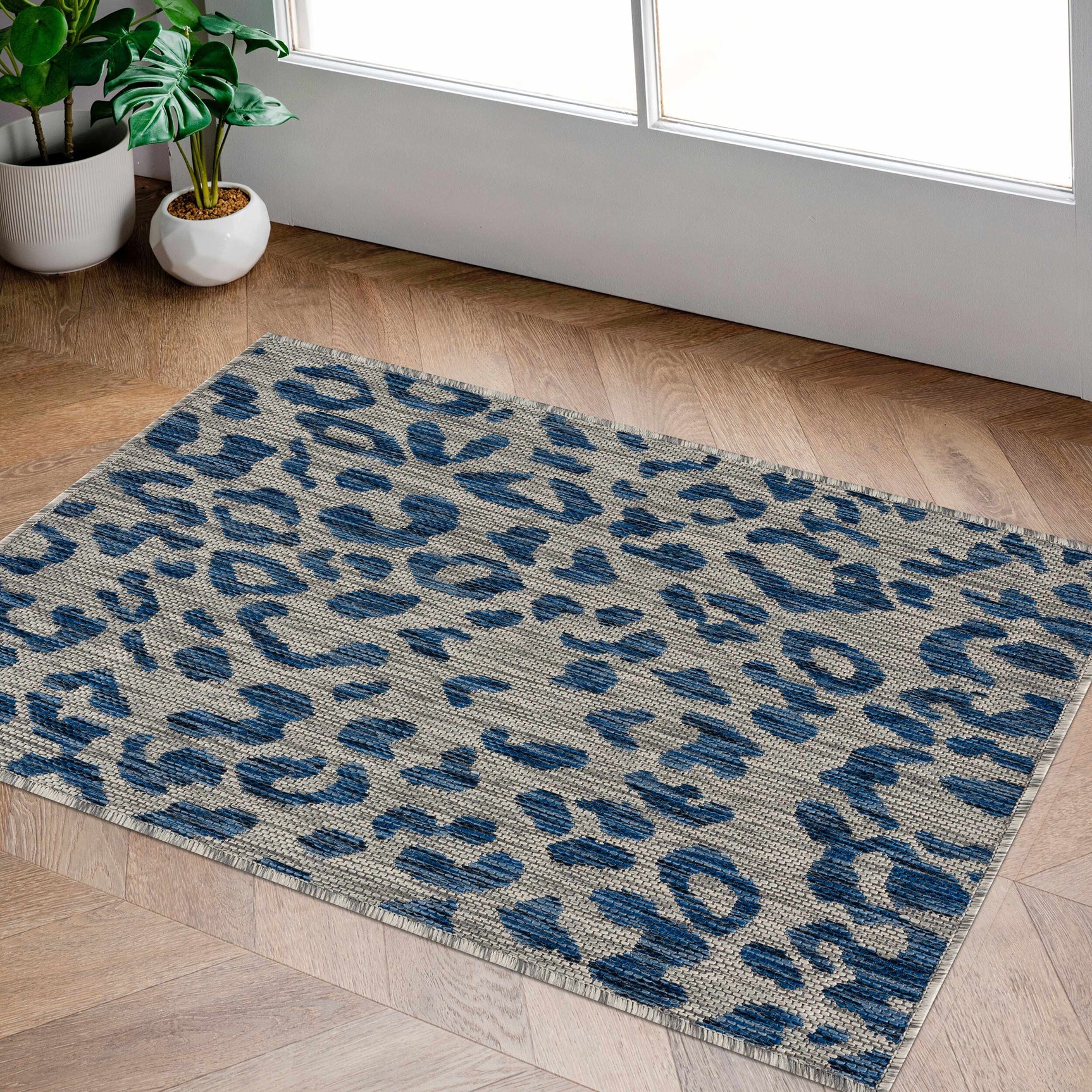 Skipsea Blue Leopard Performance Rug - Ornate Home