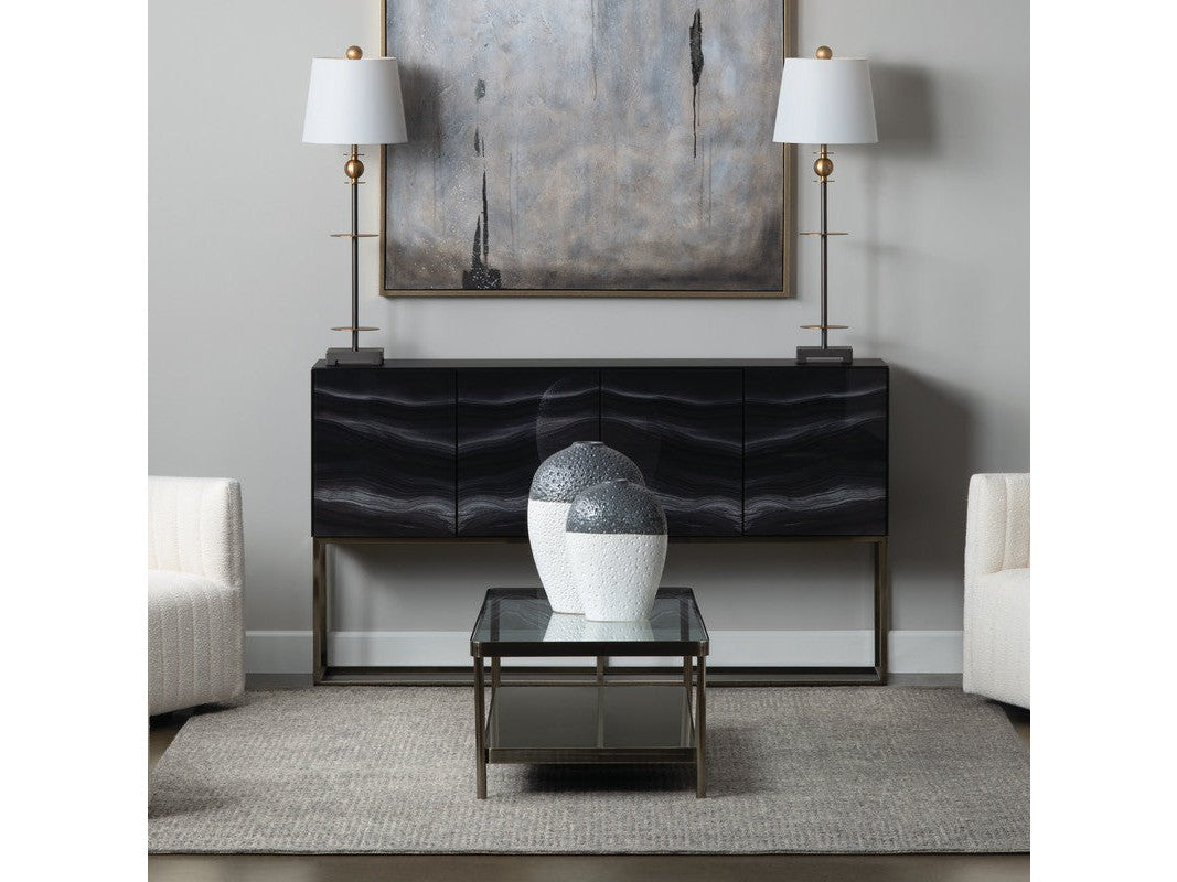 Skipton Black/Silver 4 Door Cabinet - Ornate Home