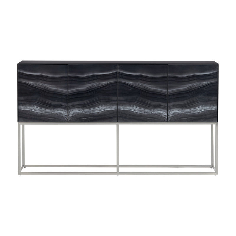 Skipton Black/Silver 4 Door Cabinet - Ornate Home