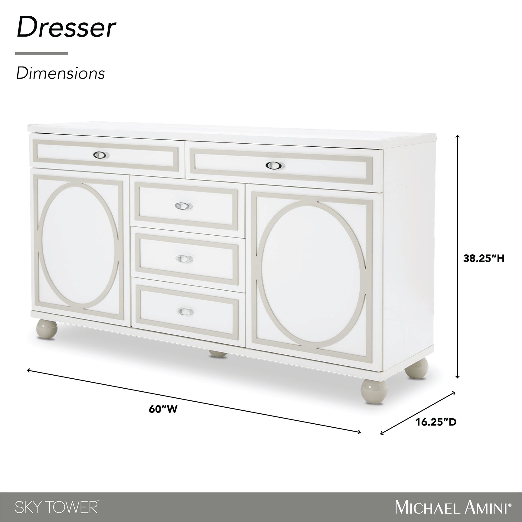 Sky Tower Cloud White Dresser - Ornate Home
