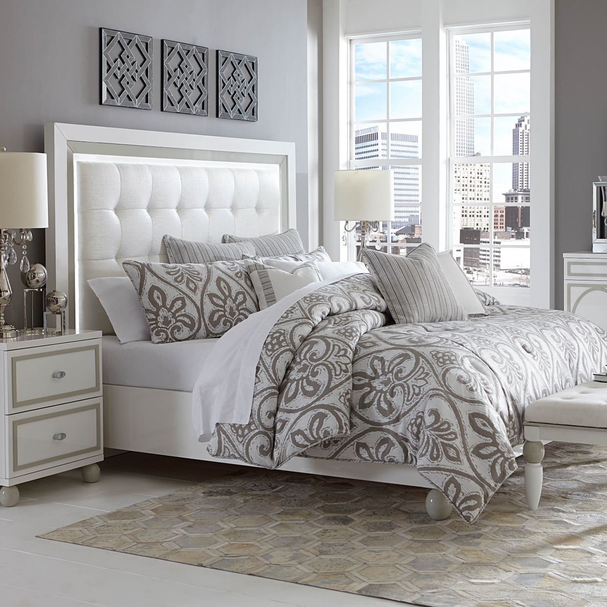 Sky Tower Cloud White/Ice Bed - Ornate Home