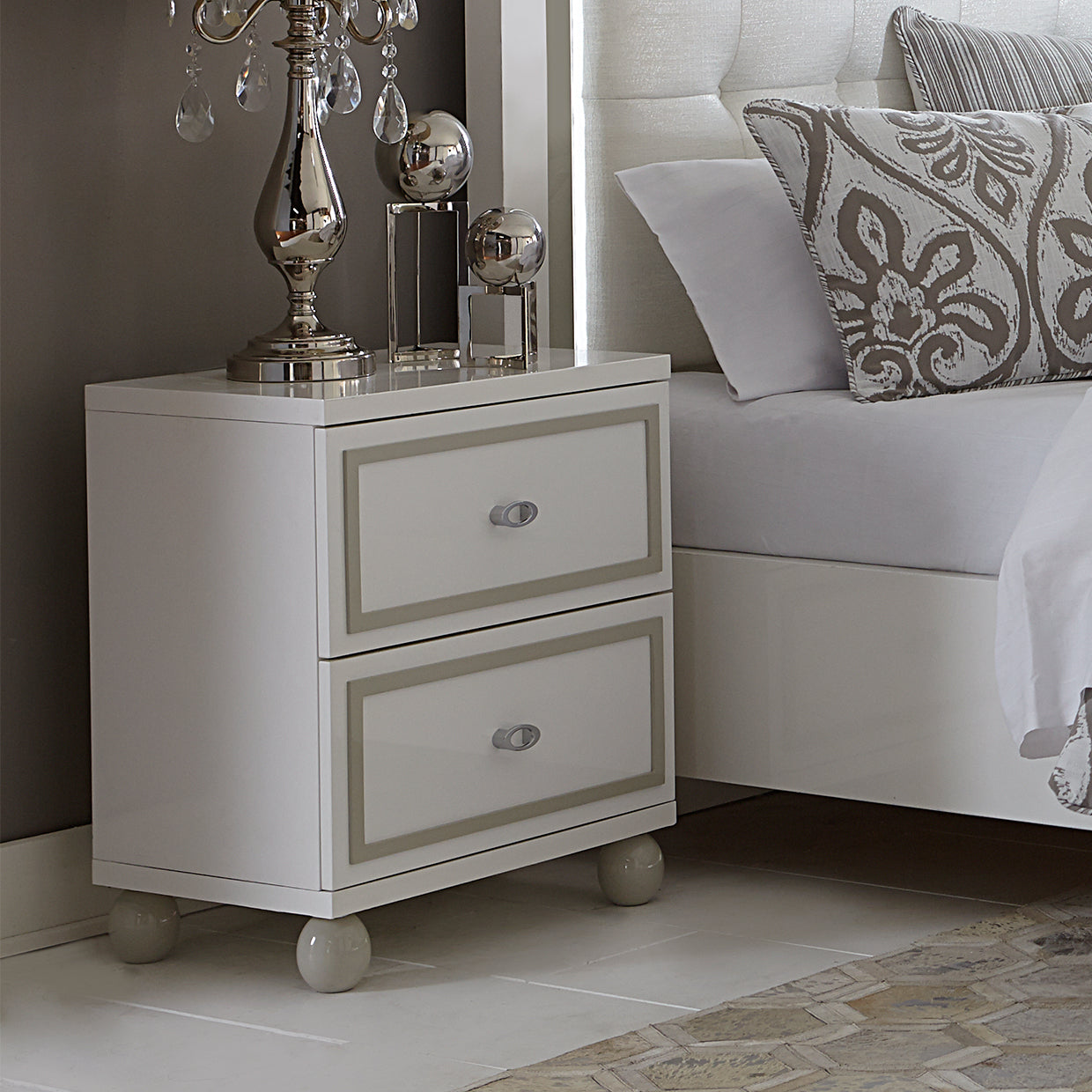 Sky Tower Cloud White Nightstand - Ornate Home