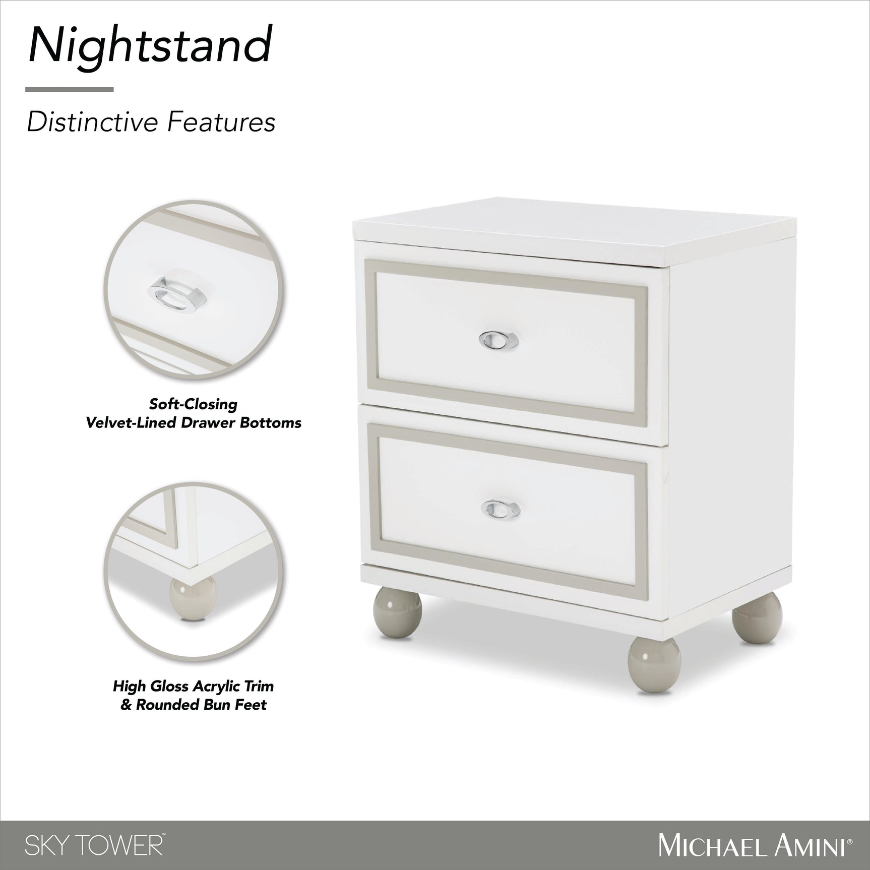 Sky Tower Cloud White Nightstand - Ornate Home