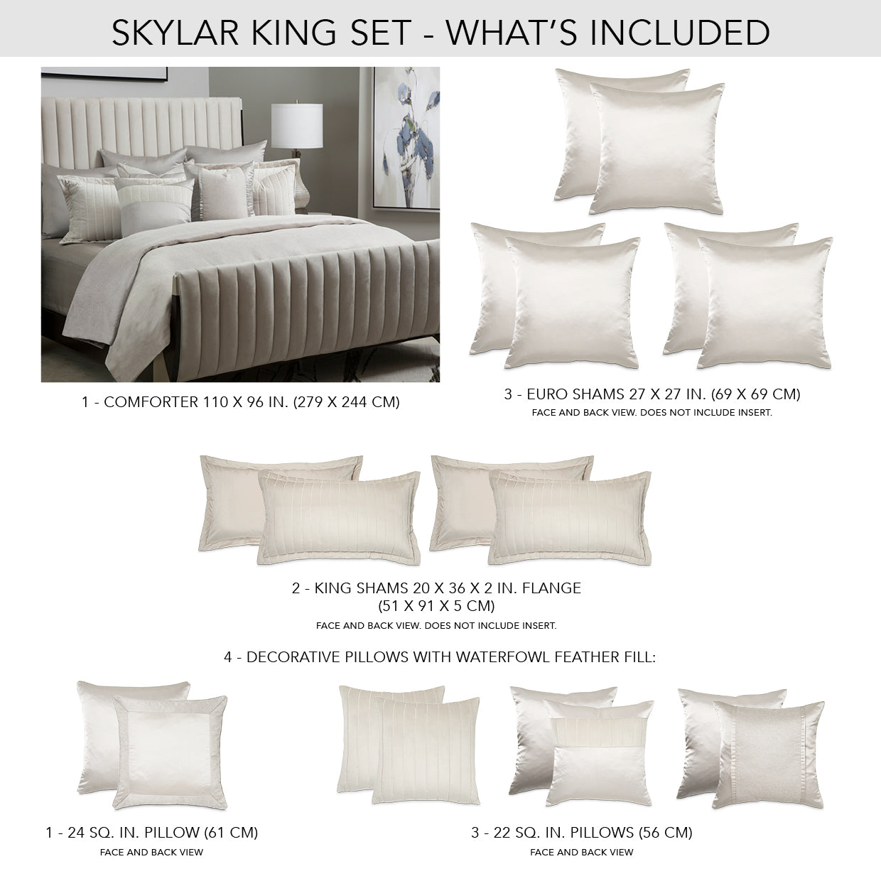 Skylar Champagne Comforter Set - Ornate Home